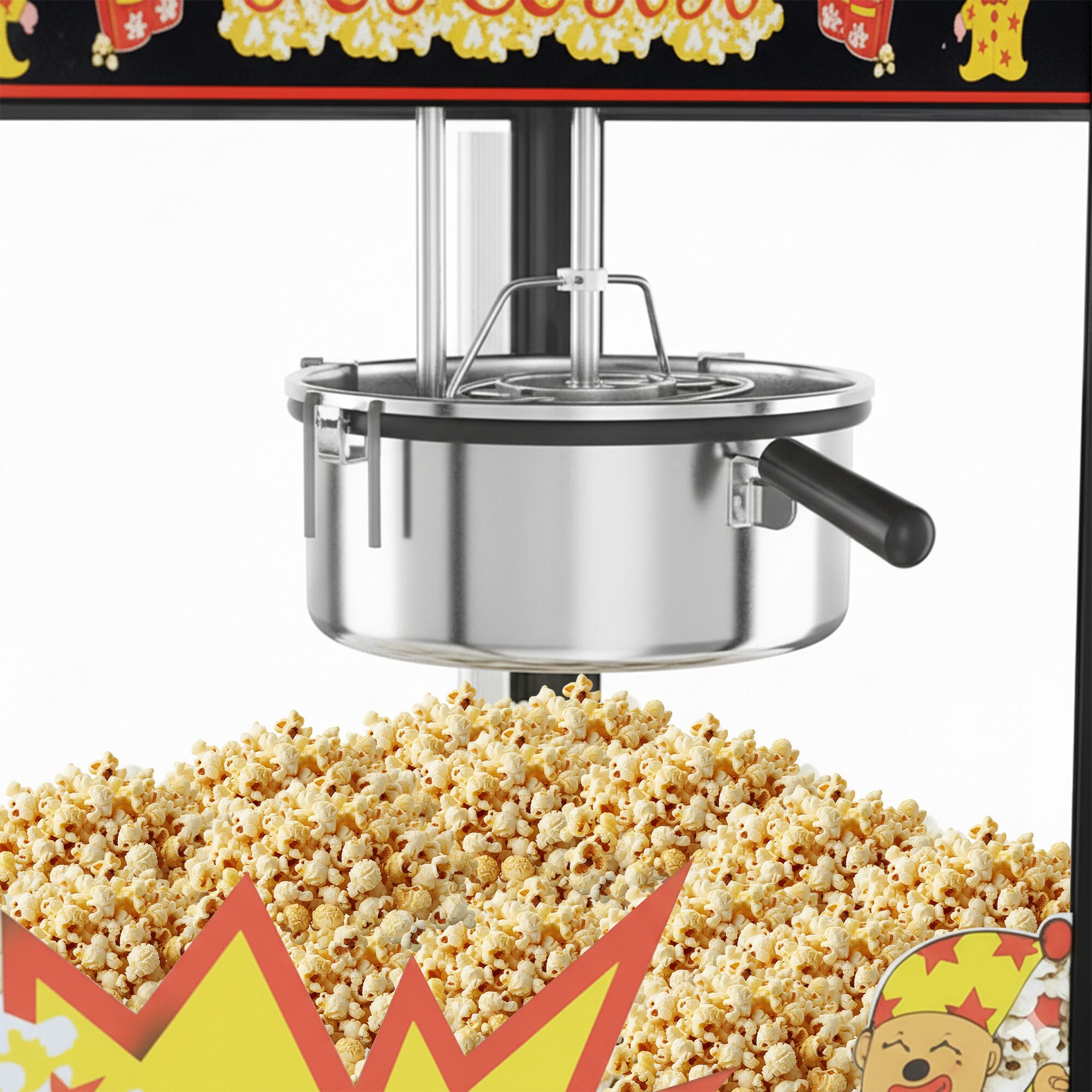 Machine à pop-corn - 1,50kW - 5kg/h - avec 1 marmite - Noir