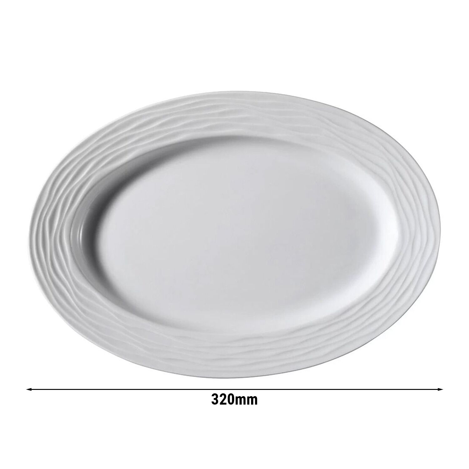 (12 Pièces) SEA WAVE - Plat / Assiette à Döner - Ovale - Longueur : 320 mm - Blanc