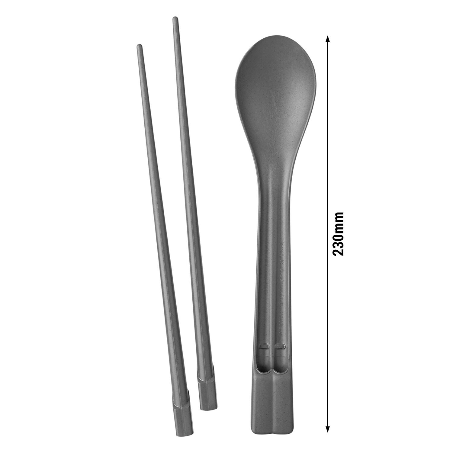 (30 Stück) Mehrweg-Essstäbchen-Löffel-Set - Grau