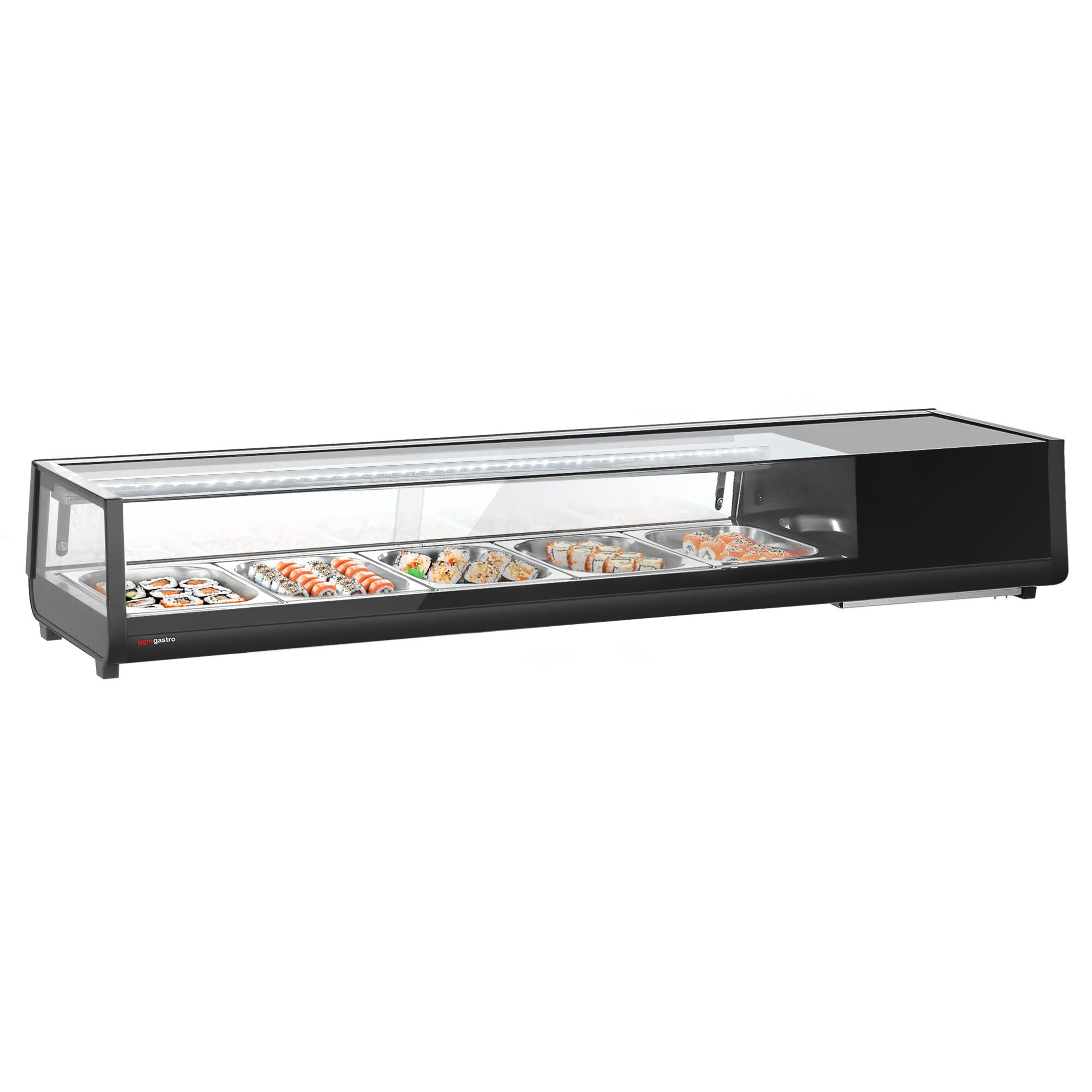 Sushi-Kühlvitrine - 5x GN 1/2 - Schwarz
