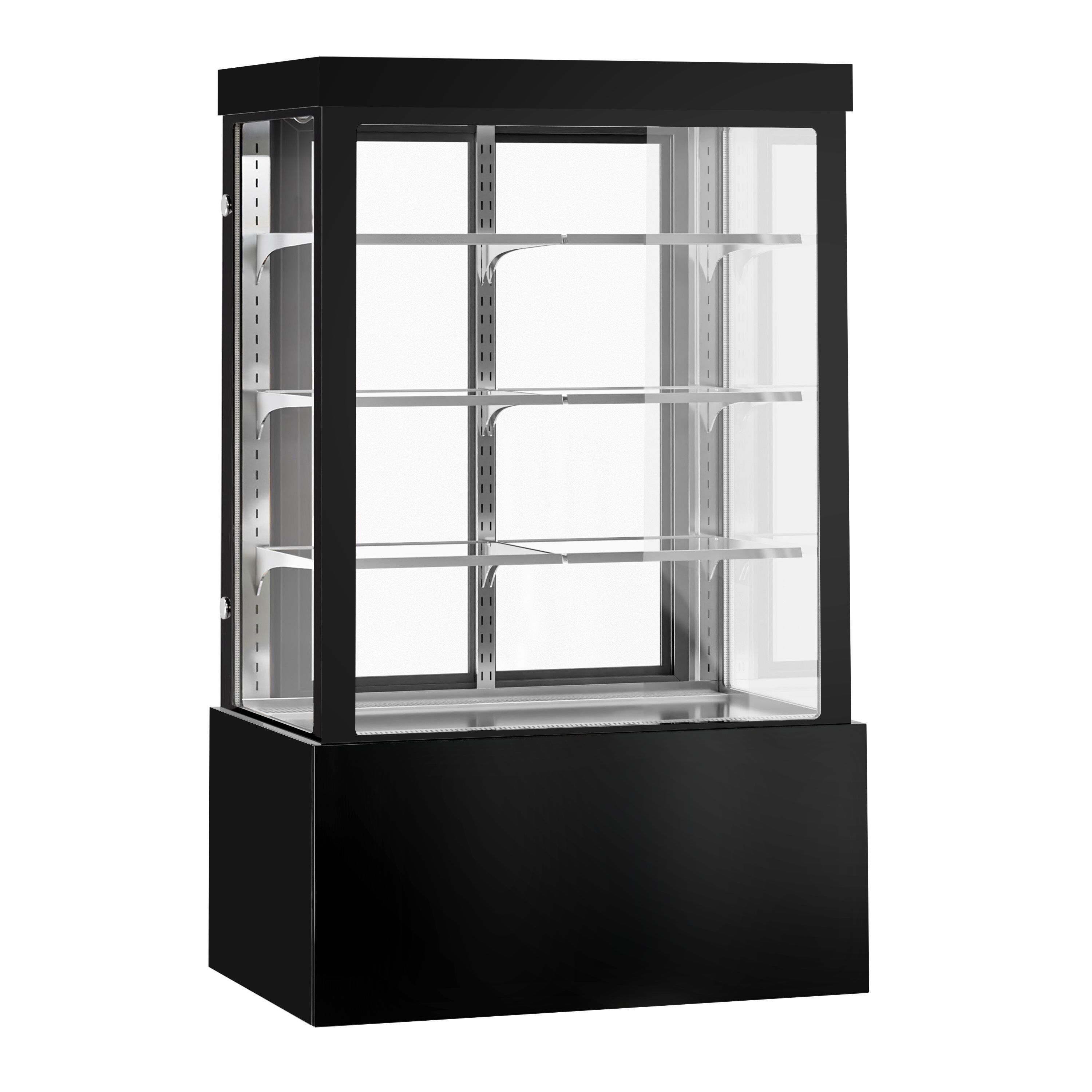 Kühl- & Kuchenvitrine - 1200mm - Doppelverglasung - mit 3 Ablagen & Spiegelfront - Schwarz