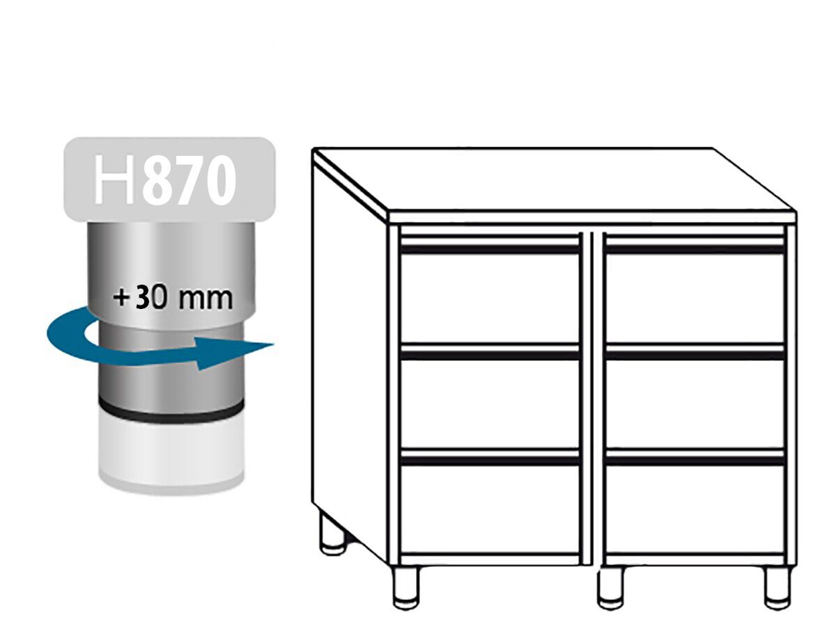 Meuble bas à tiroirs PREMIUM - Acier inoxydable - avec 6 tiroirs - 1000x600mm