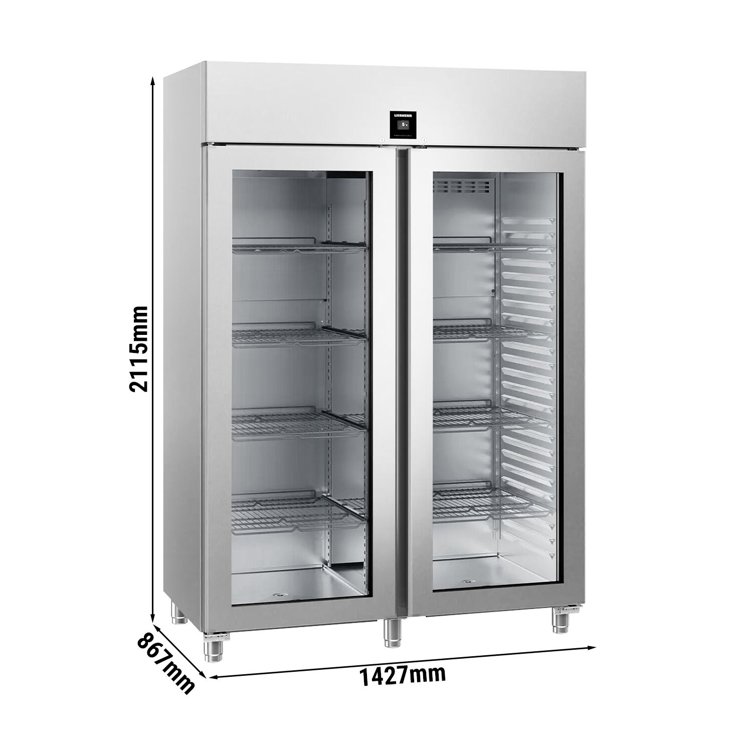 LIEBHERR | Réfrigérateur en İnox PERFECTION - 1414 Litres - GN 2/1 - Intérieur en inox - avec 2 portes en verre et WiFi    
