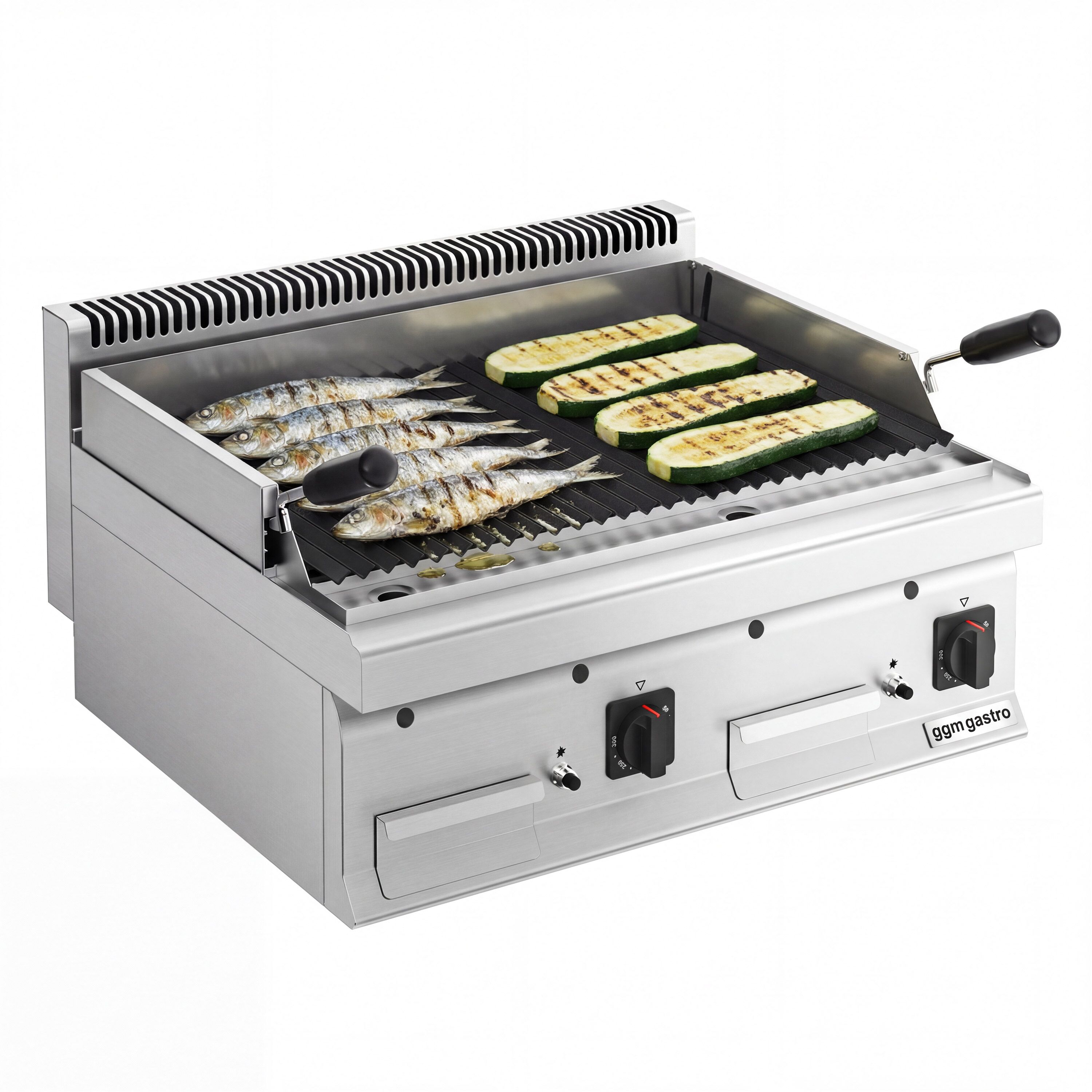 Grill à pierre de lave à gaz – 14 kW – grille inclinable