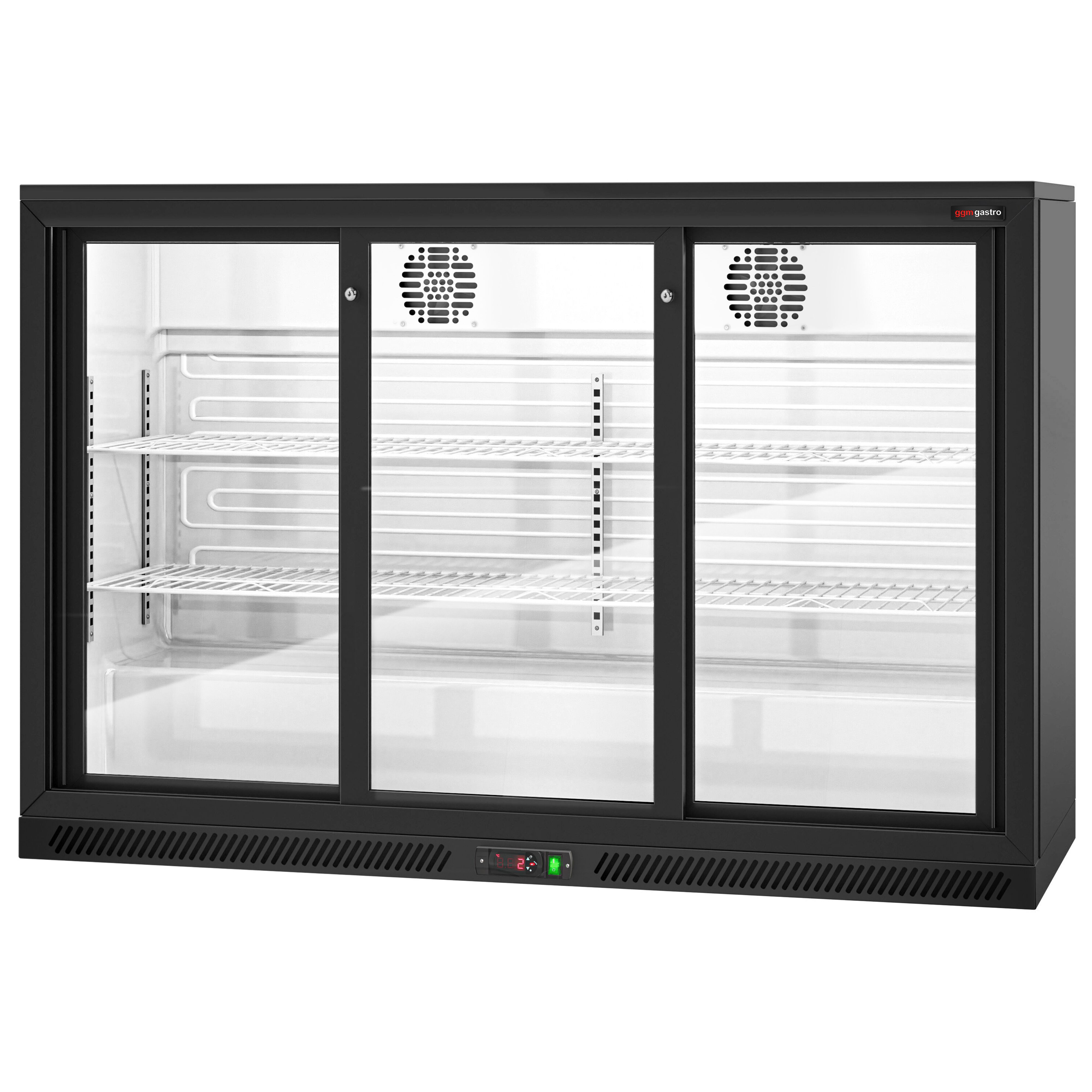 Réfrigérateur de bar – 1350 mm – 320 litres – avec 3 portes coulissantes en verre – Noir