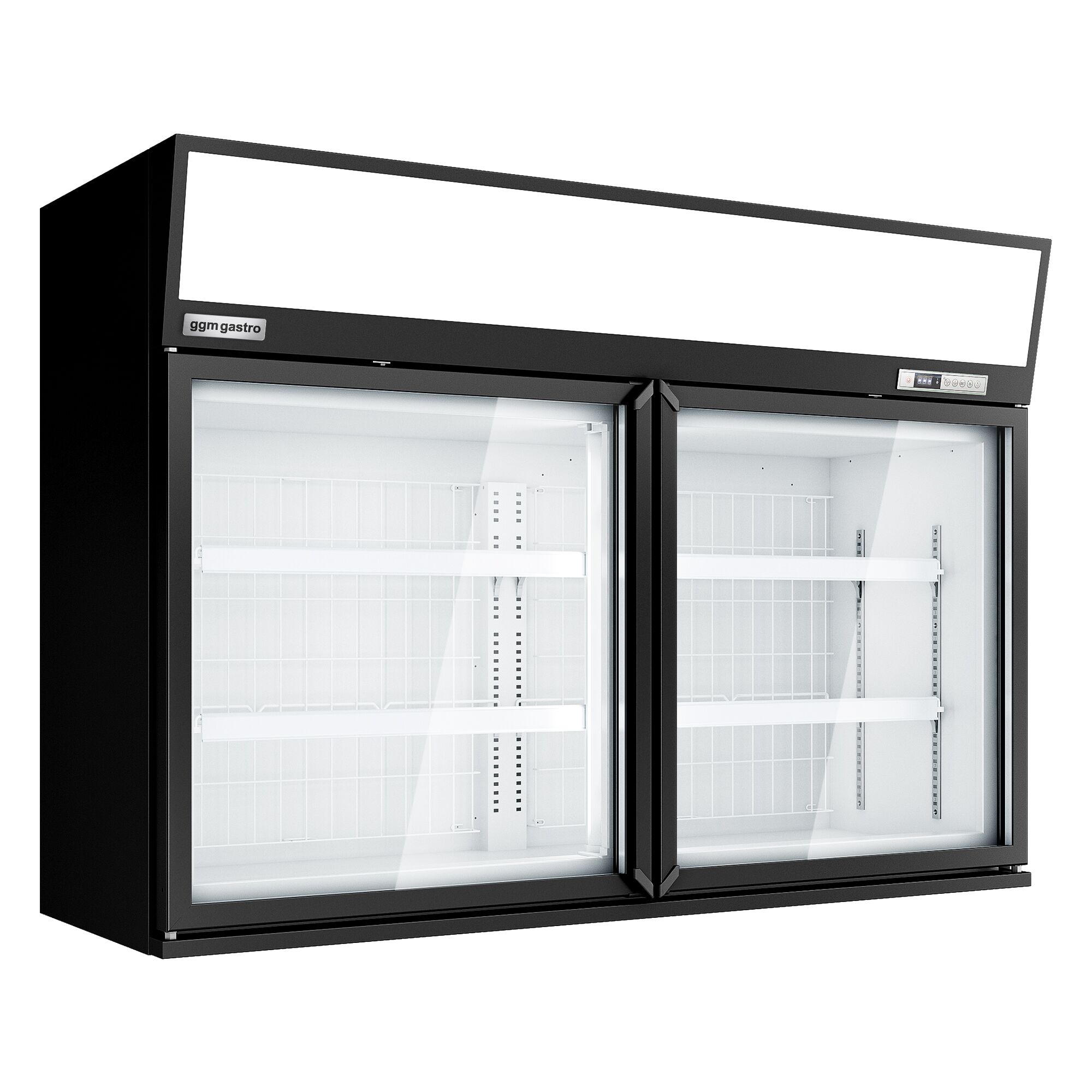 Vitrine murale de congélation pour supermarché - 2 portes - avec îlot de congélation inclus - Noir