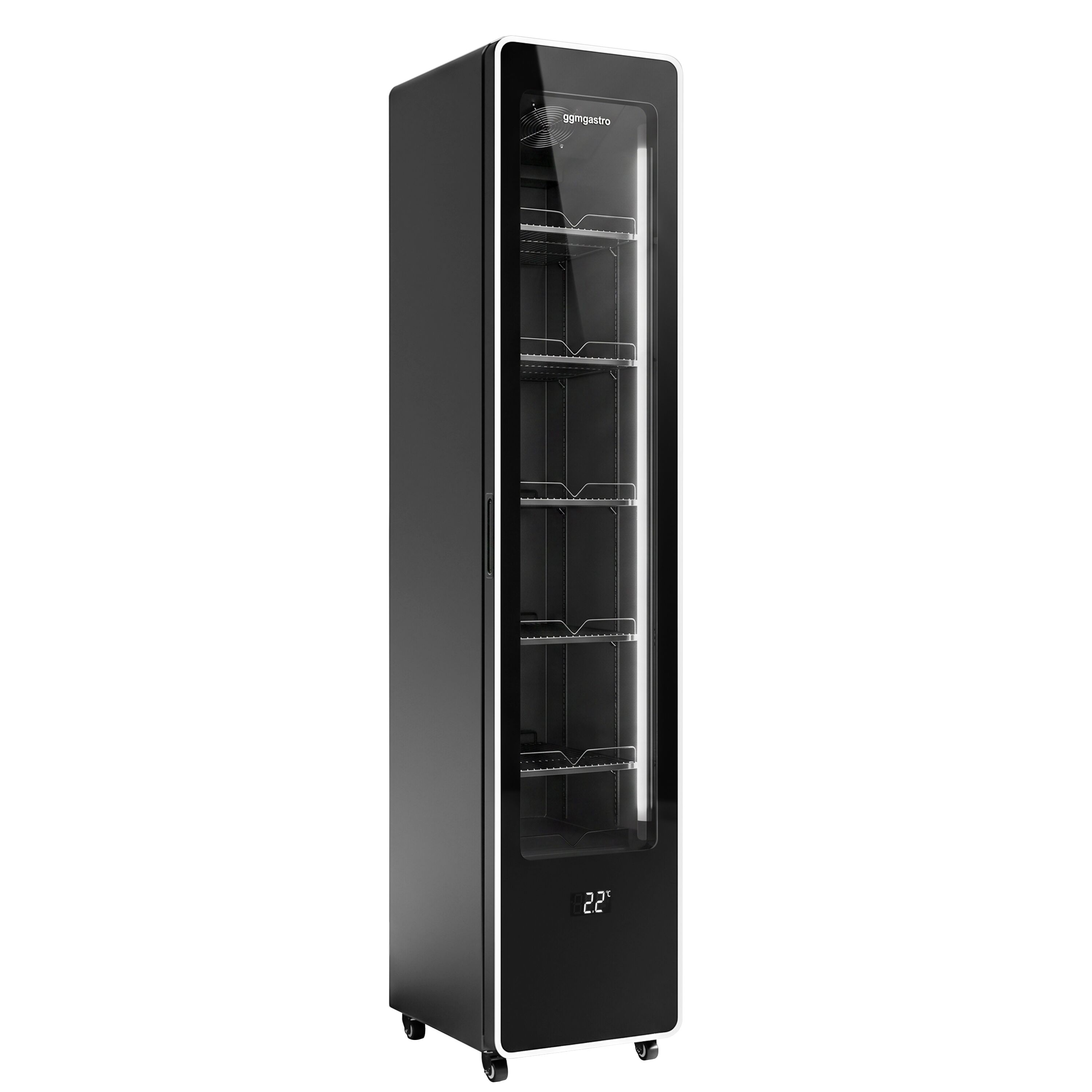 Beverage refrigerator – 145 litres – frameless design – slimline – with 1 glass door and coloured LED lighting