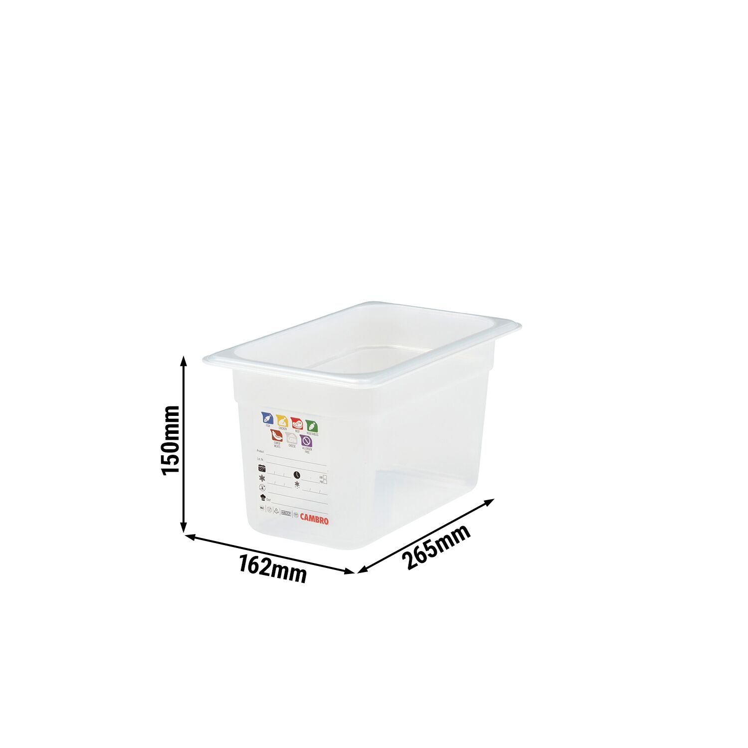 (6 pièces) CAMBRO | SafeTrak - Récipients en polypropylène GN 1/4 - laiteux - Hauteur : 150mm