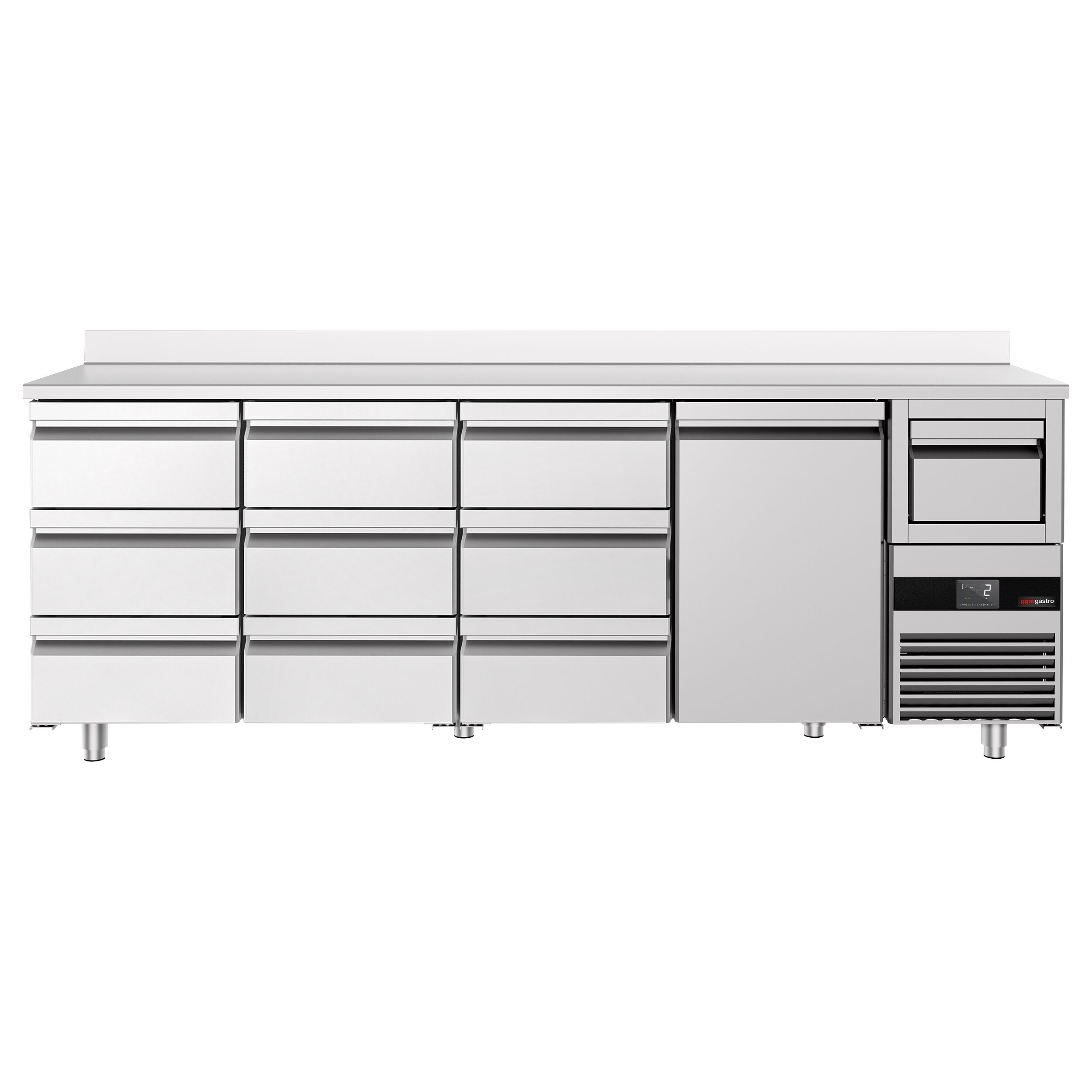 Barkoelkast PREMIUM - 2690x600mm - met 1 deur & 9 laden - 775l