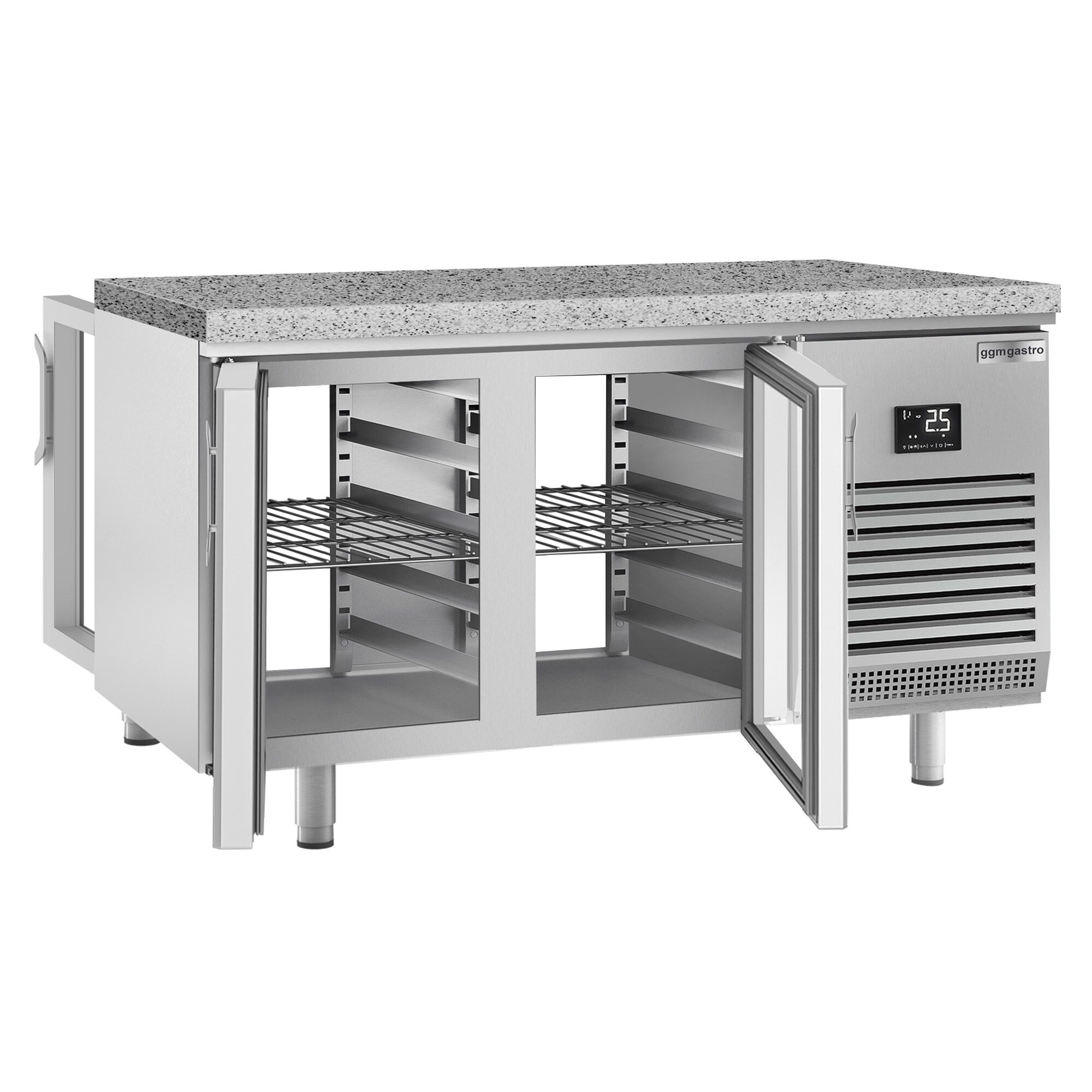 Bakery Counter Fridge PREMIUM PLUS - 1618x800mm - glass doors - granite worktop - capacity 400 litres