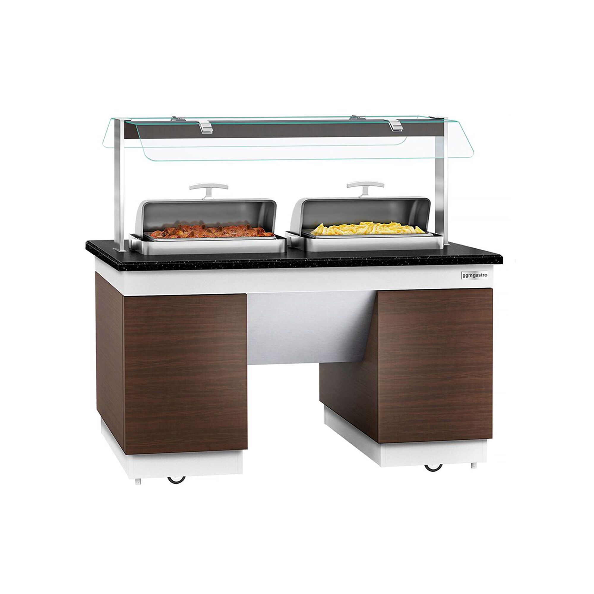 Buffet chaud DUBLIN - 1600mm - avec cuve bain-marie - sur roulettes