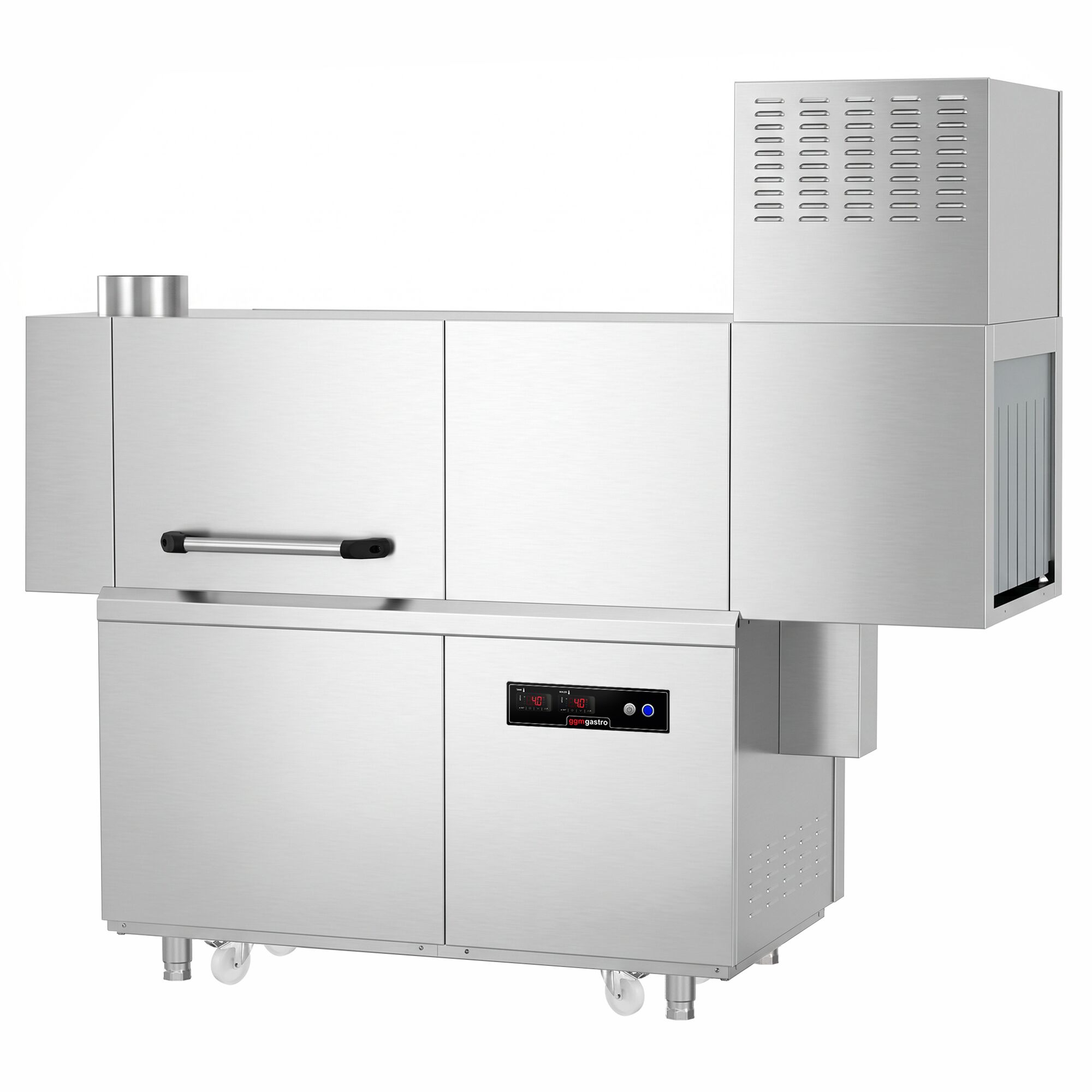 Lave-vaisselle à convoyeur - Commande électronique (affichage numérique) - 47kW - panier 500x500mm - avec tunnel de séchage - avec pompes doseuses intégrées pour détergent et produit de rinçage - Table d’entrée à gauche