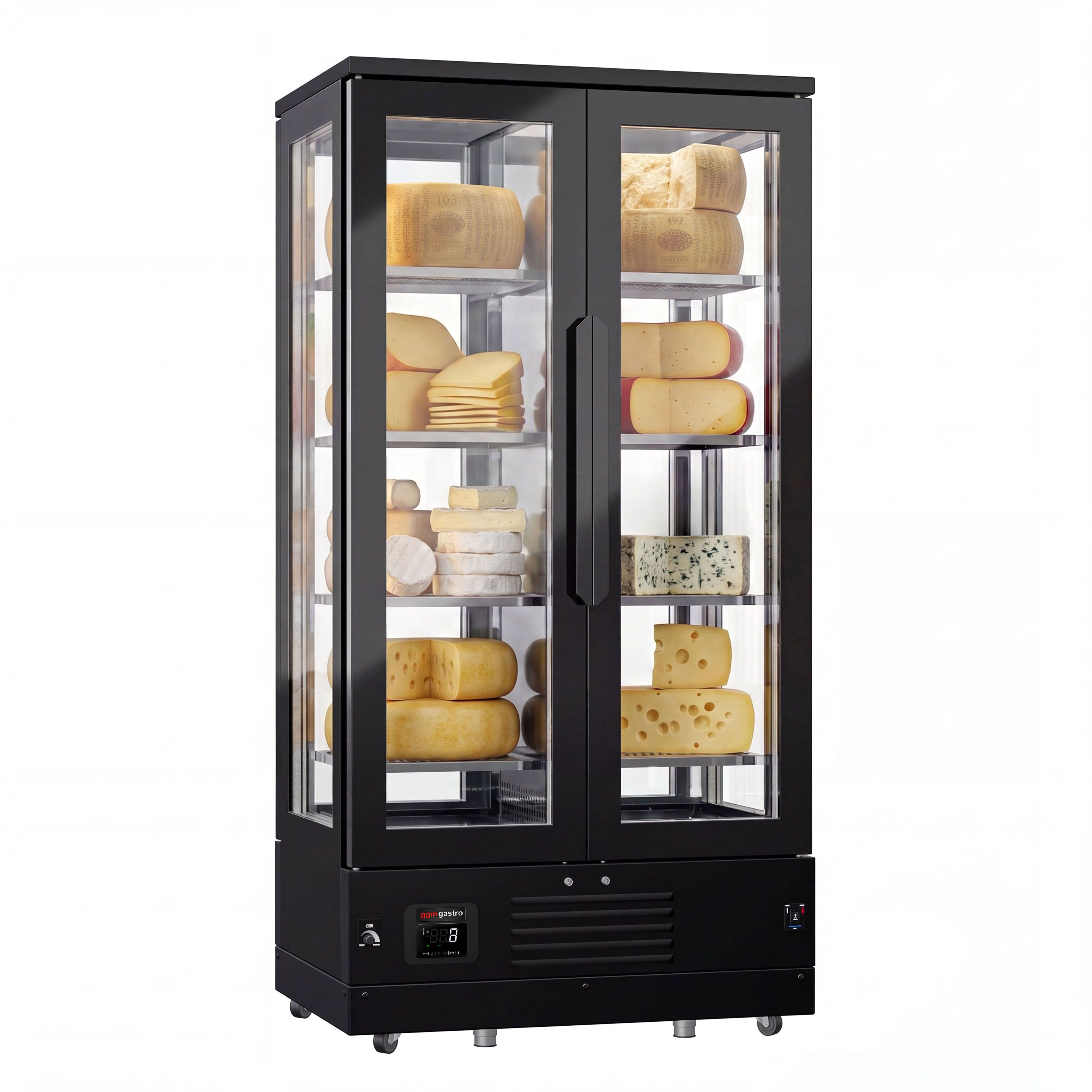 Panorama-Wijnklimaatkast / Kaasvitrine PREMIUM - RVS - 1 klimaatzone - 450l - max. 128 flessen