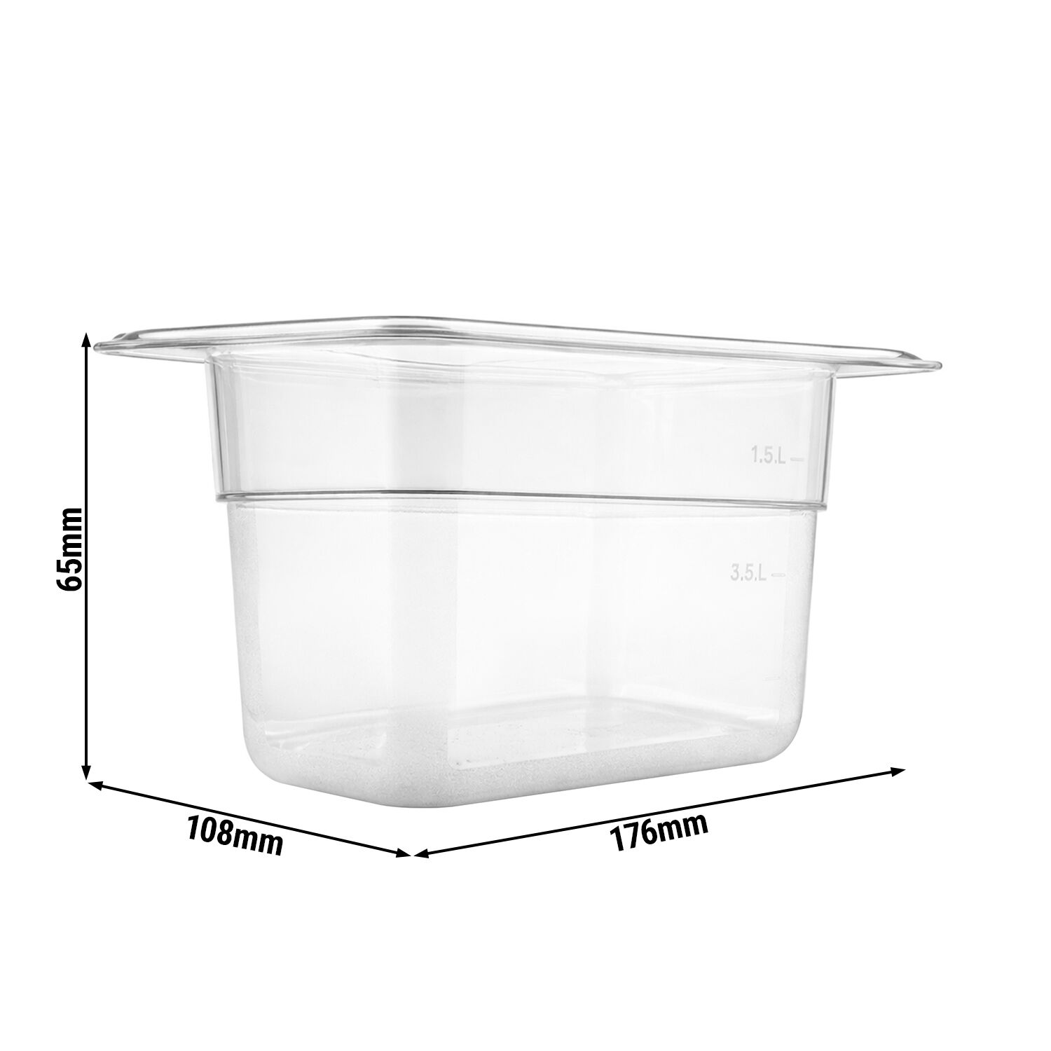 (6 kom) Polikarbonatna GN posuda GN 1/9 - prozirno - 0,57 l - Dubina: 65 mm