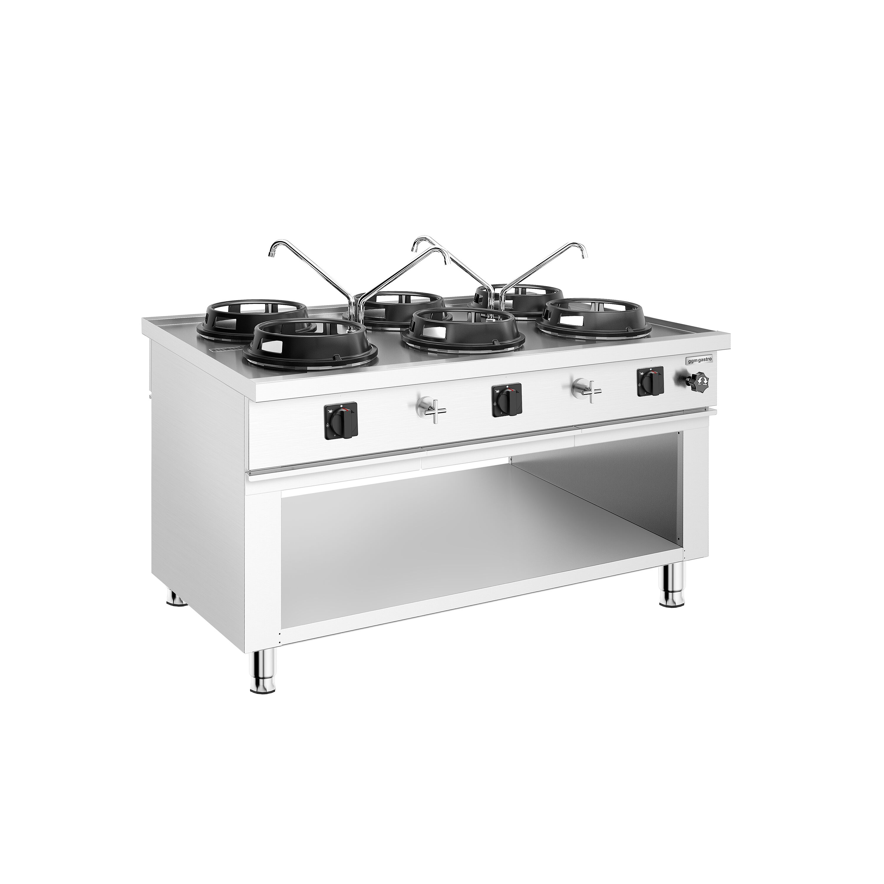 Cuisinière Wok à Gaz en Îlot - 90 kW - 6 Brûleurs - incl. 4 Robinets