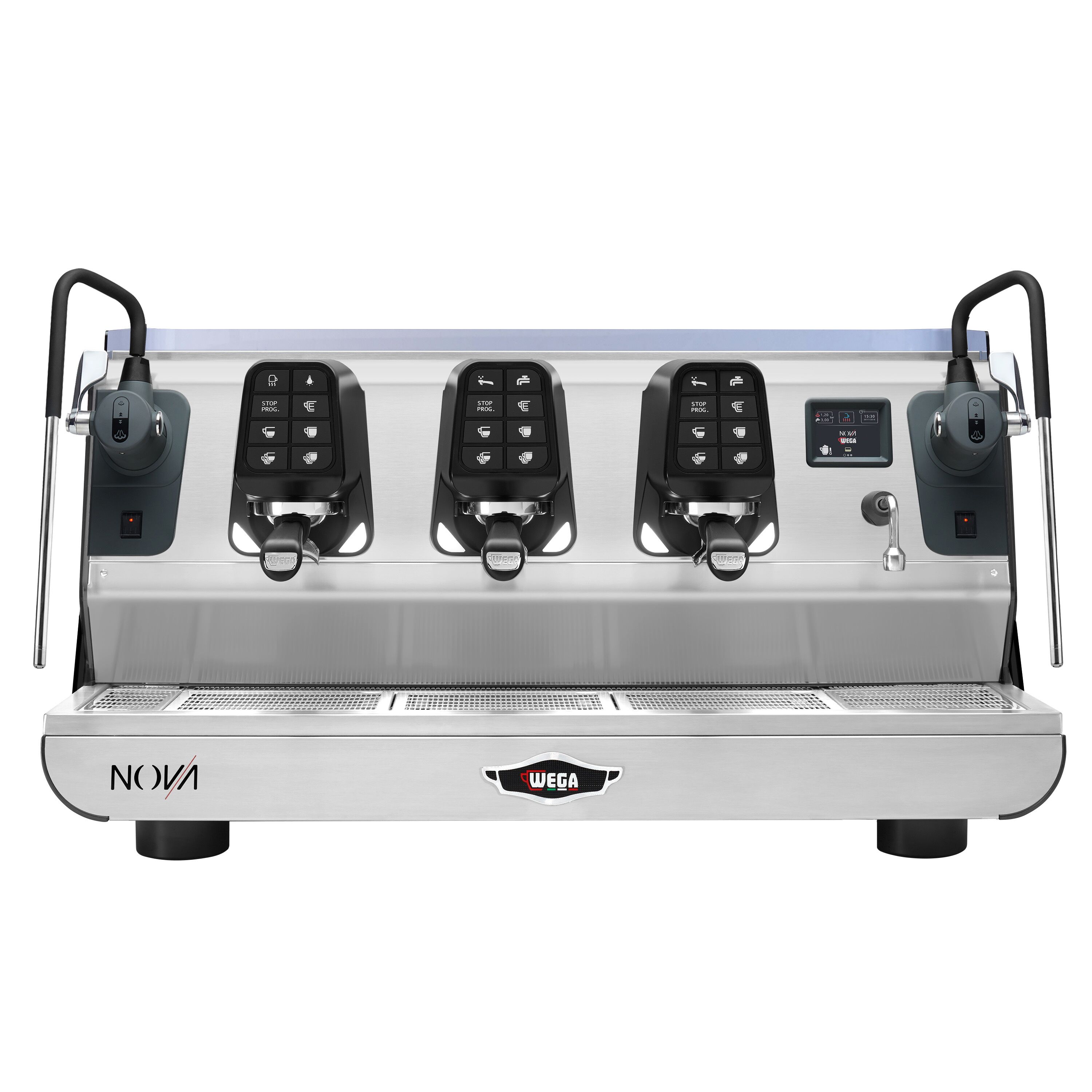 WEGA | Nova - Espressor - 3 grupuri - 5,7 kW - cu 2 spumante de lapte și apă fierbinte - Touch - Negru