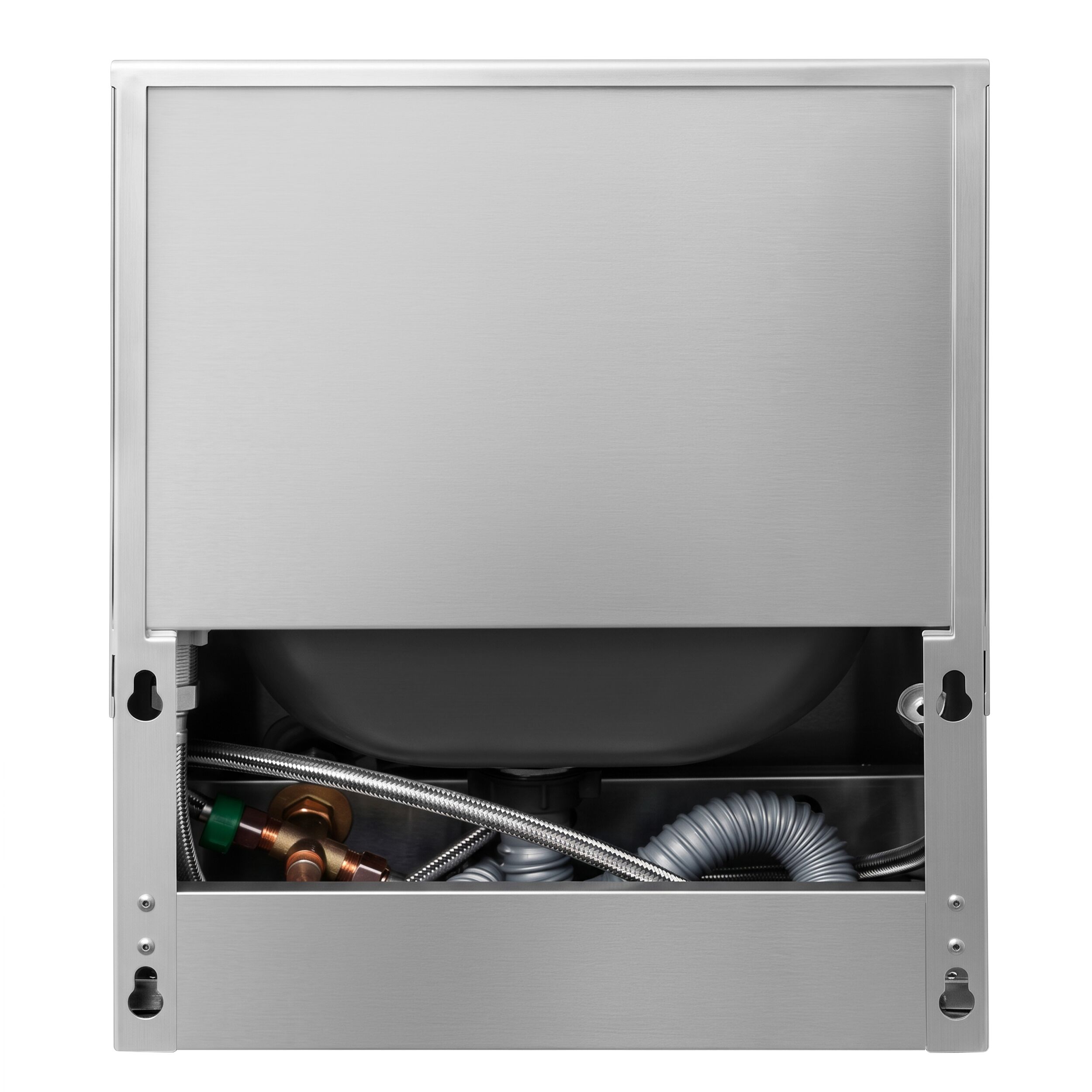 Hand washbasin – with tap, soap dispenser, knee-operated control and high rim