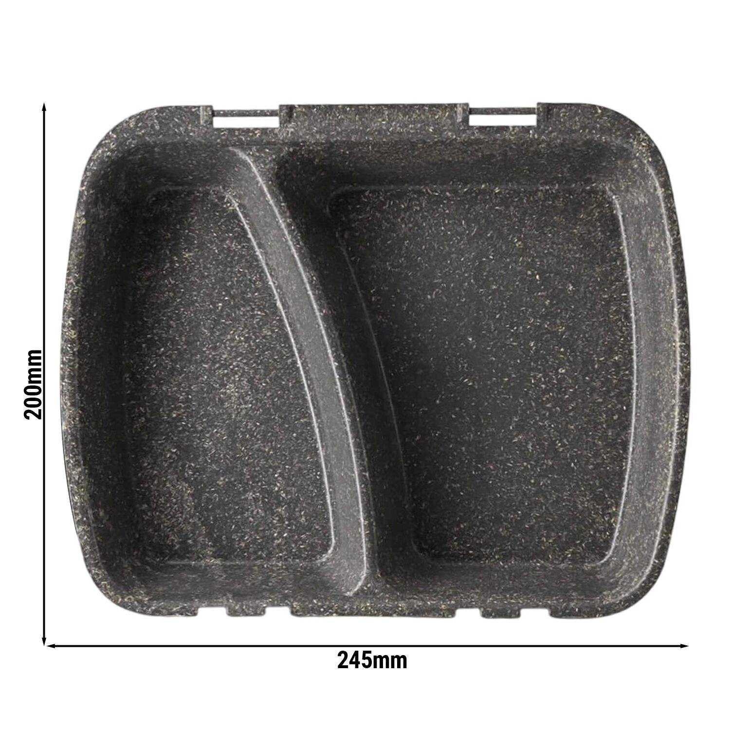(60 pcs) Barquette réutilisable 2 compartiments - 245x200mm - Gris - Empilable