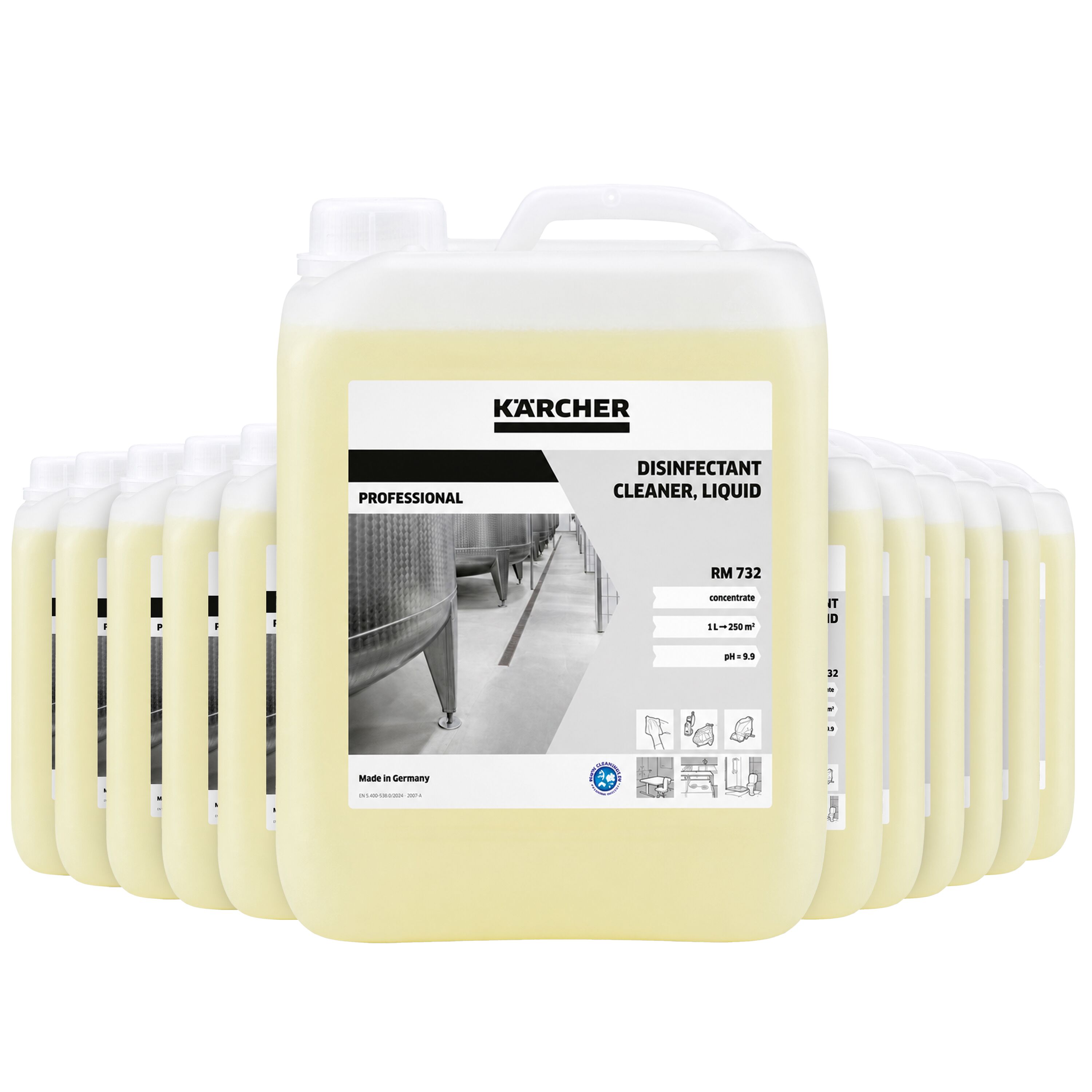 (12 pièces) Kärcher | Nettoyant désinfectant RM 732 - liquide - 5 litres