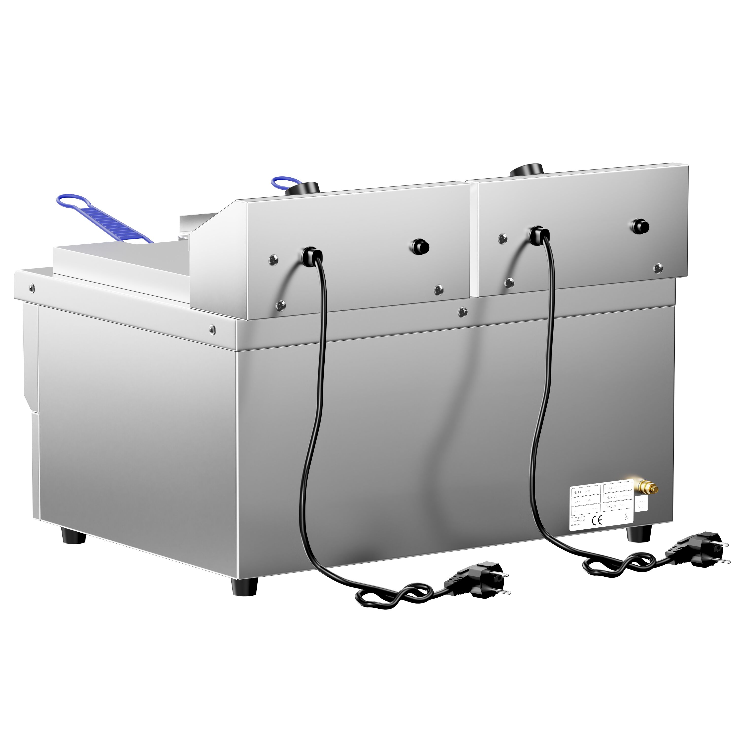 Friteuse électrique double – 8+8 litres – 6,5 kW – avec robinet de vidange