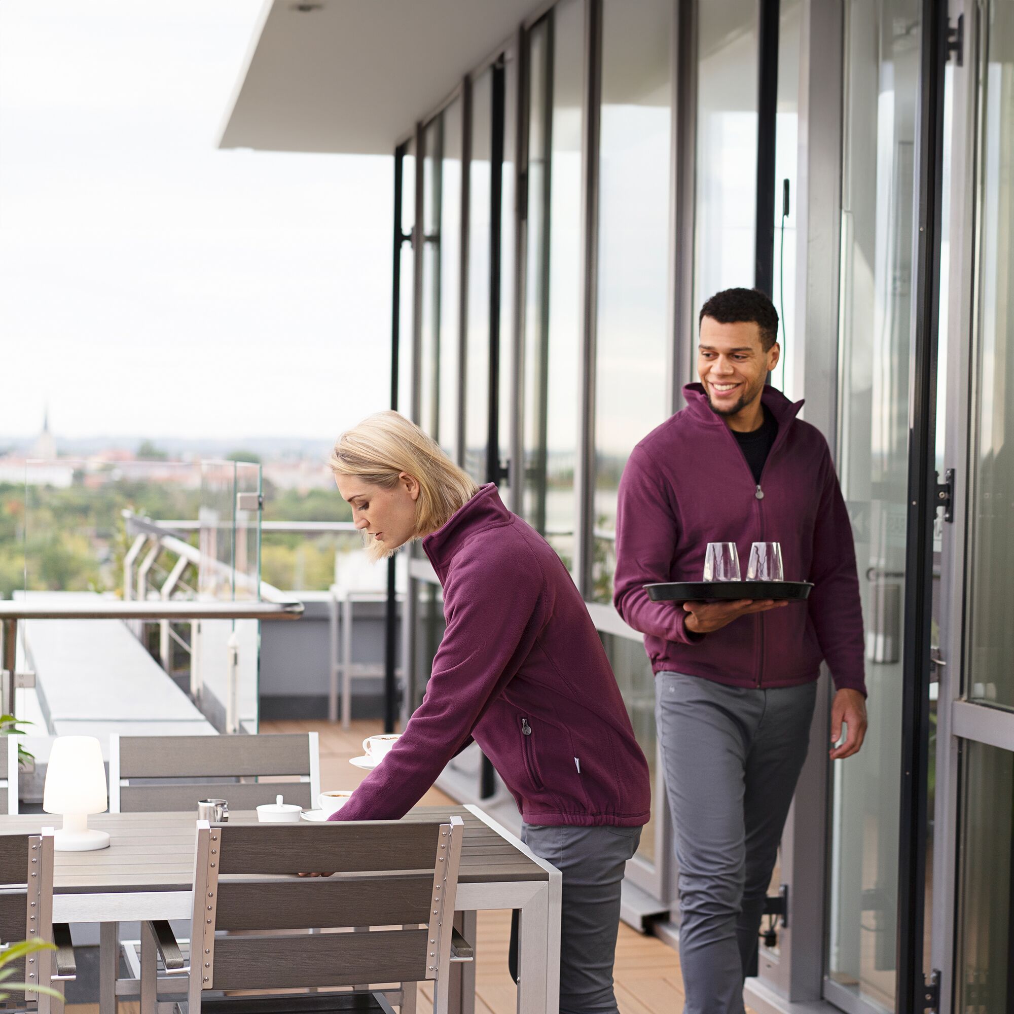 KARLOWSKY | Women's Workwear Fleece Jacket Warm‑Up – Aubergine - L - Recycled Polyester