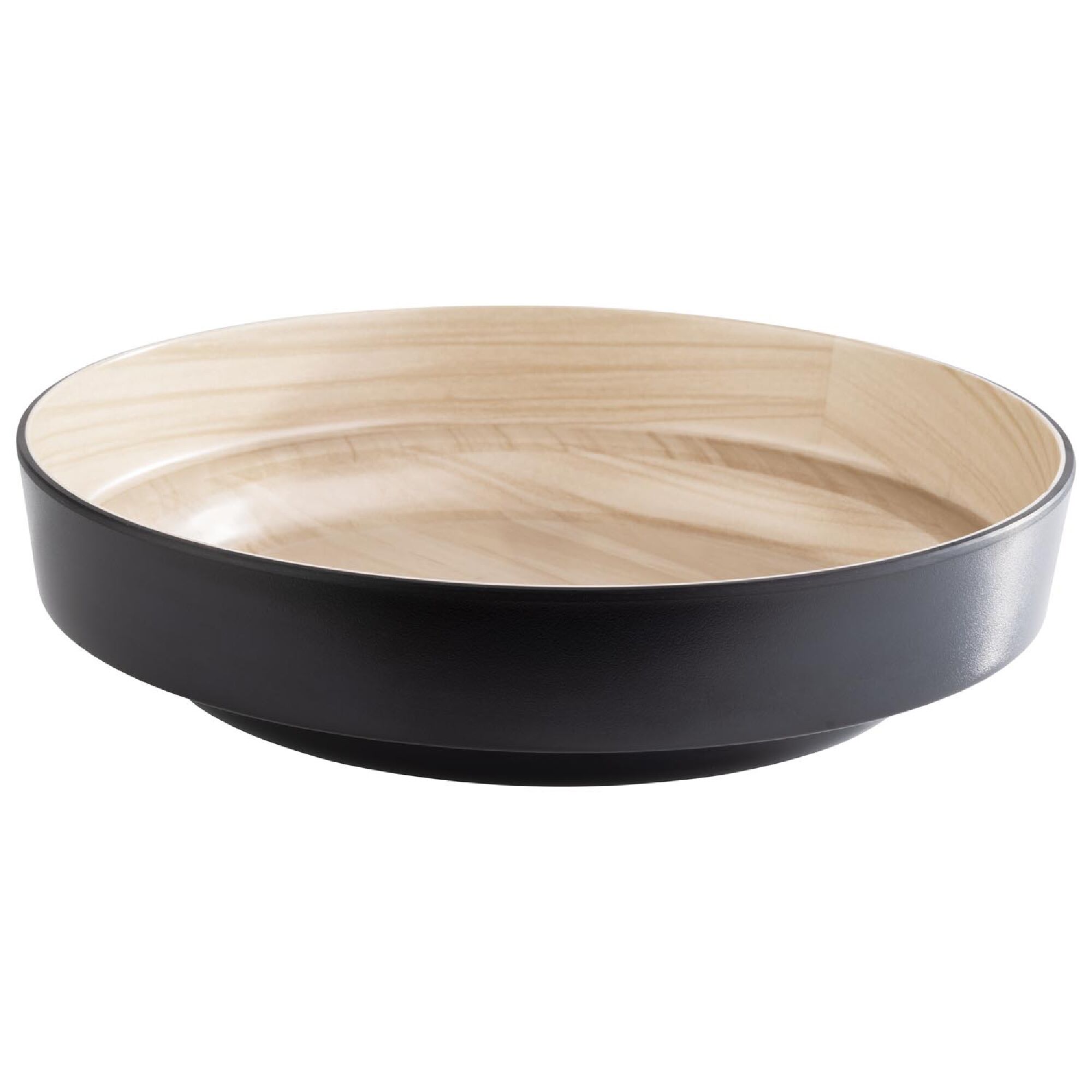 (6 stuks) Schaal - FRIDA - Melamine - rond - Ø255mm - 2-delig, met afdruipinzet, stapelbaar - zwart/beige