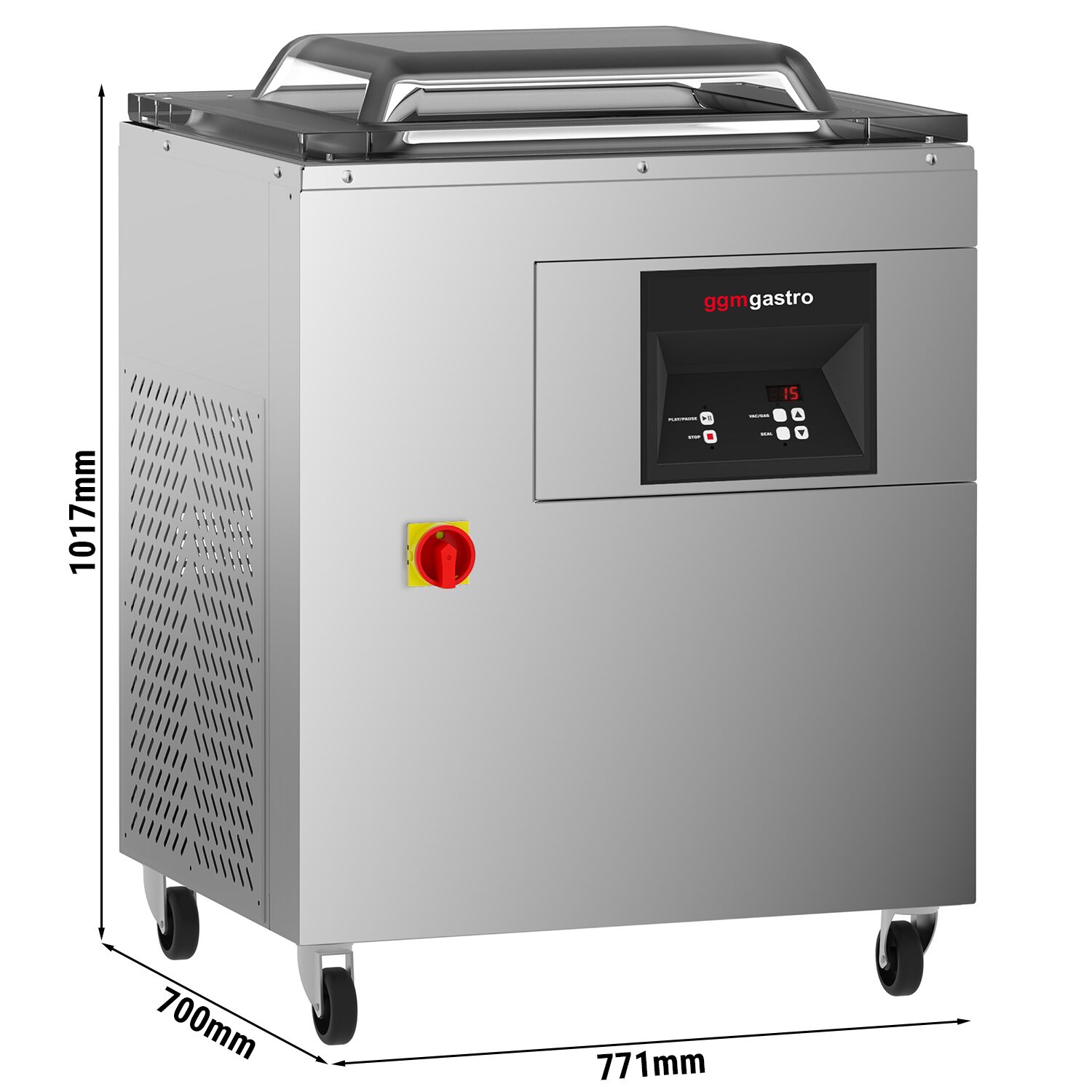 Machine sous vide à cloche – 60 m³/h – 1,5 kW – Digitale – avec injection de gaz