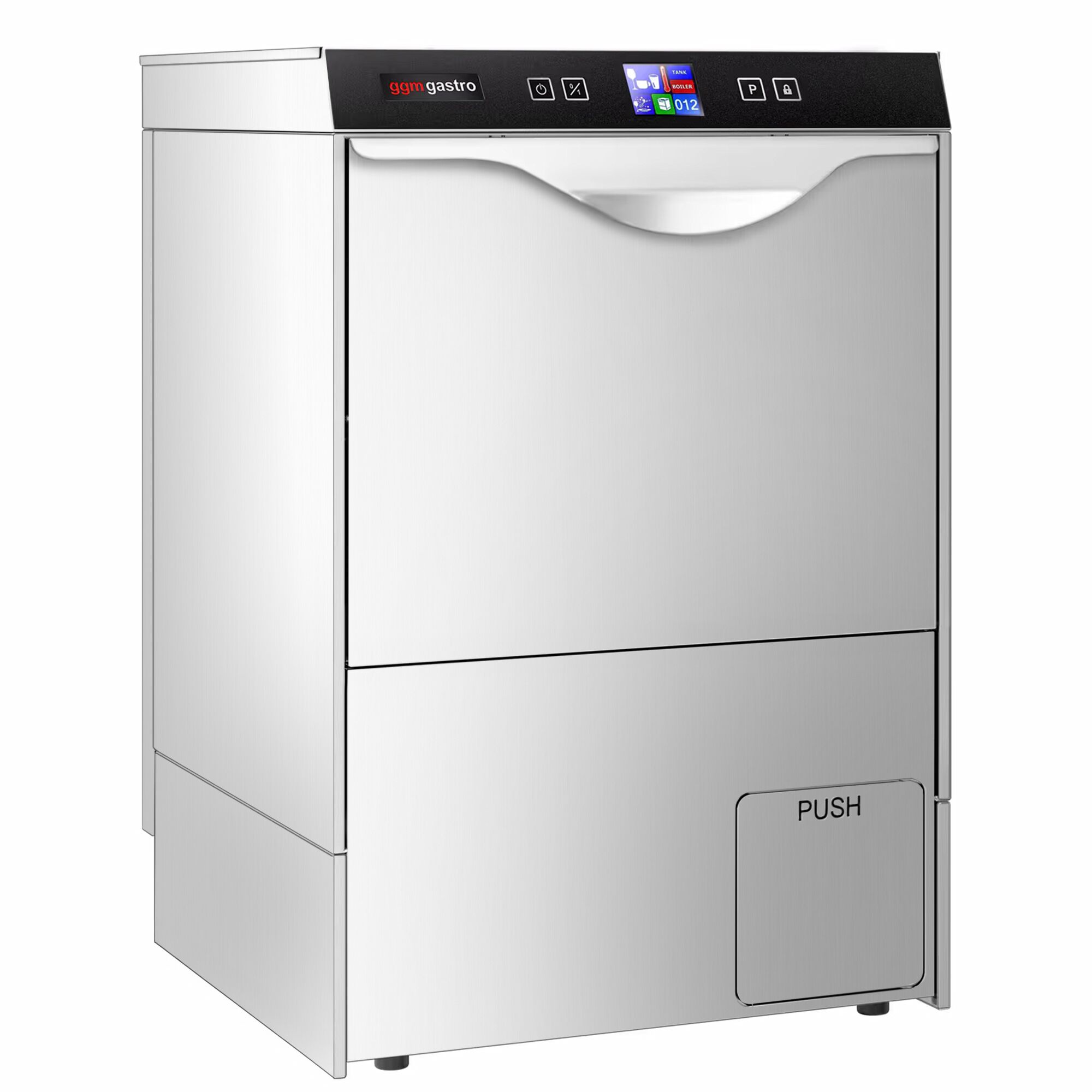 Lave-vaisselle professionnel - Panier 50x50cm - Commandes électroniques - 3,55kW - avec pompe de vidange + pompes doseuses détergent et liquide de rinçage