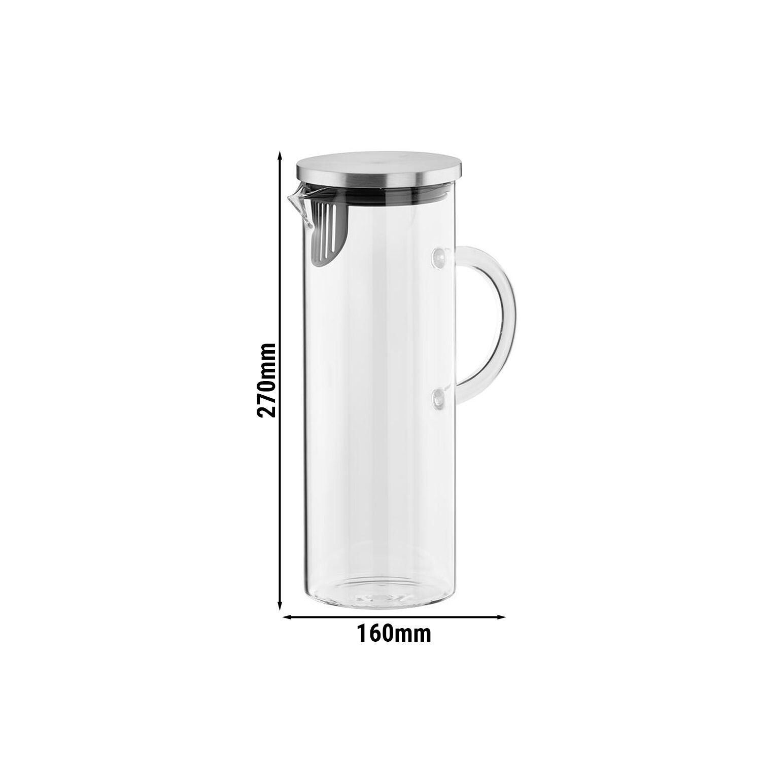 (6 db) Kancsó - 1,5 l - üveg - tart.: fedél szűrővel - átlátszó