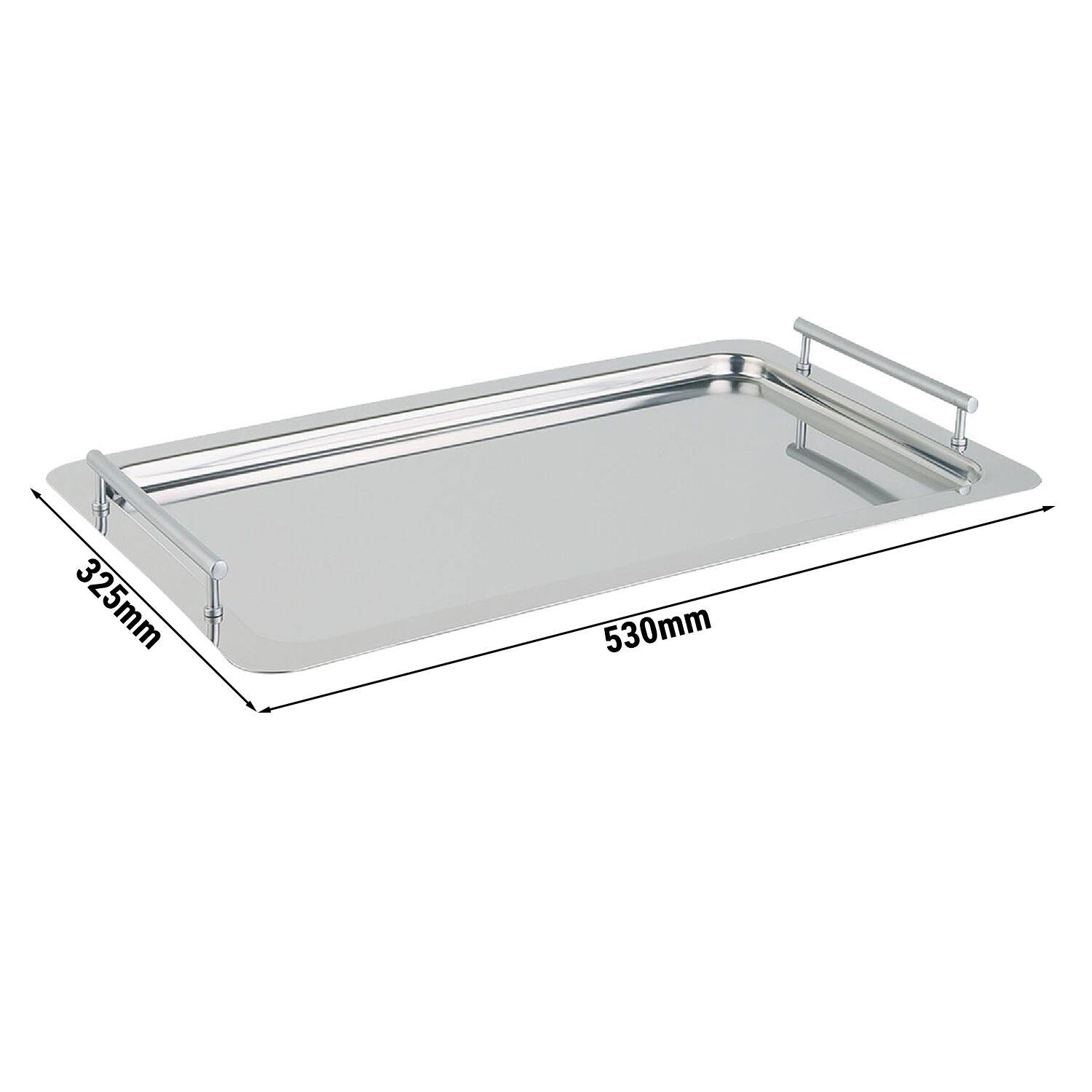 (6 Stück) System Tablett - Edelstahl - GN 1/1 - Höhe: 48mm - mit Griffen