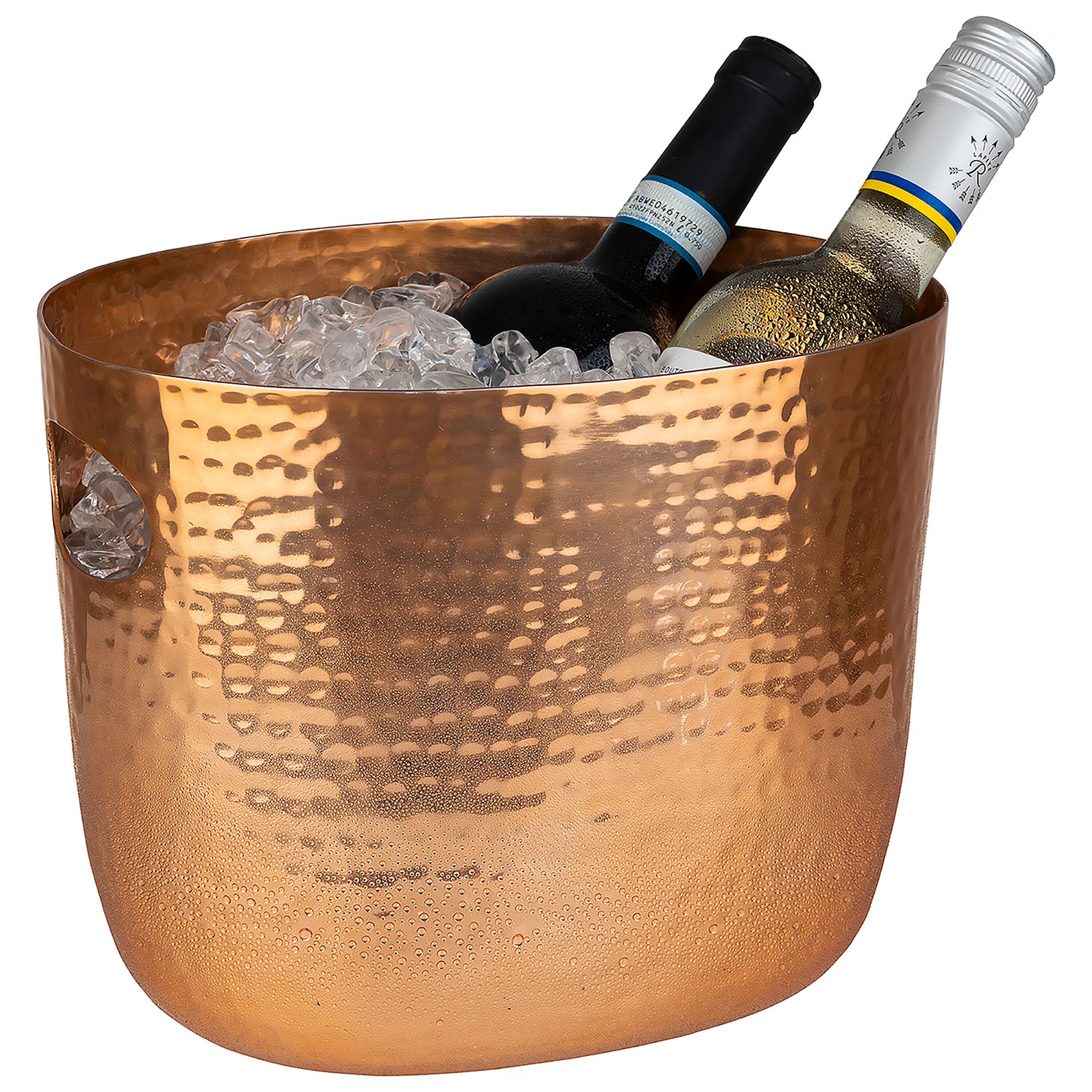 Seau à champagne - Aluminium - 3.9 litres - Ø255mm - Hauteur:200mm - Cuivre - avec poignées