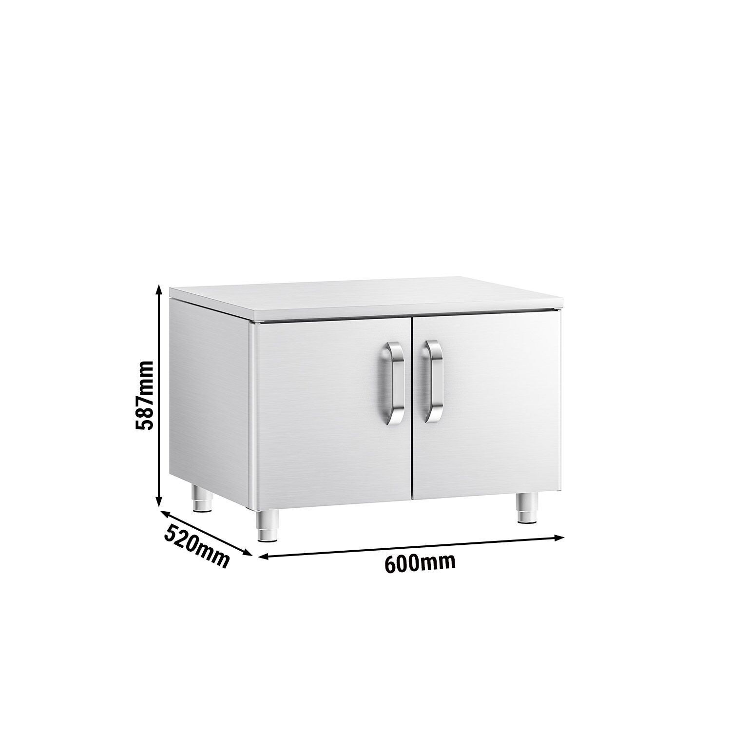 Meuble bas en acier inoxydable - 600mm - 2 portes