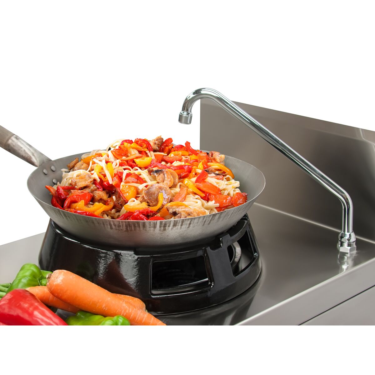 Gas Wok-Herd - 42 kW - 3 Brenner - inkl. 1 Wasserhahn