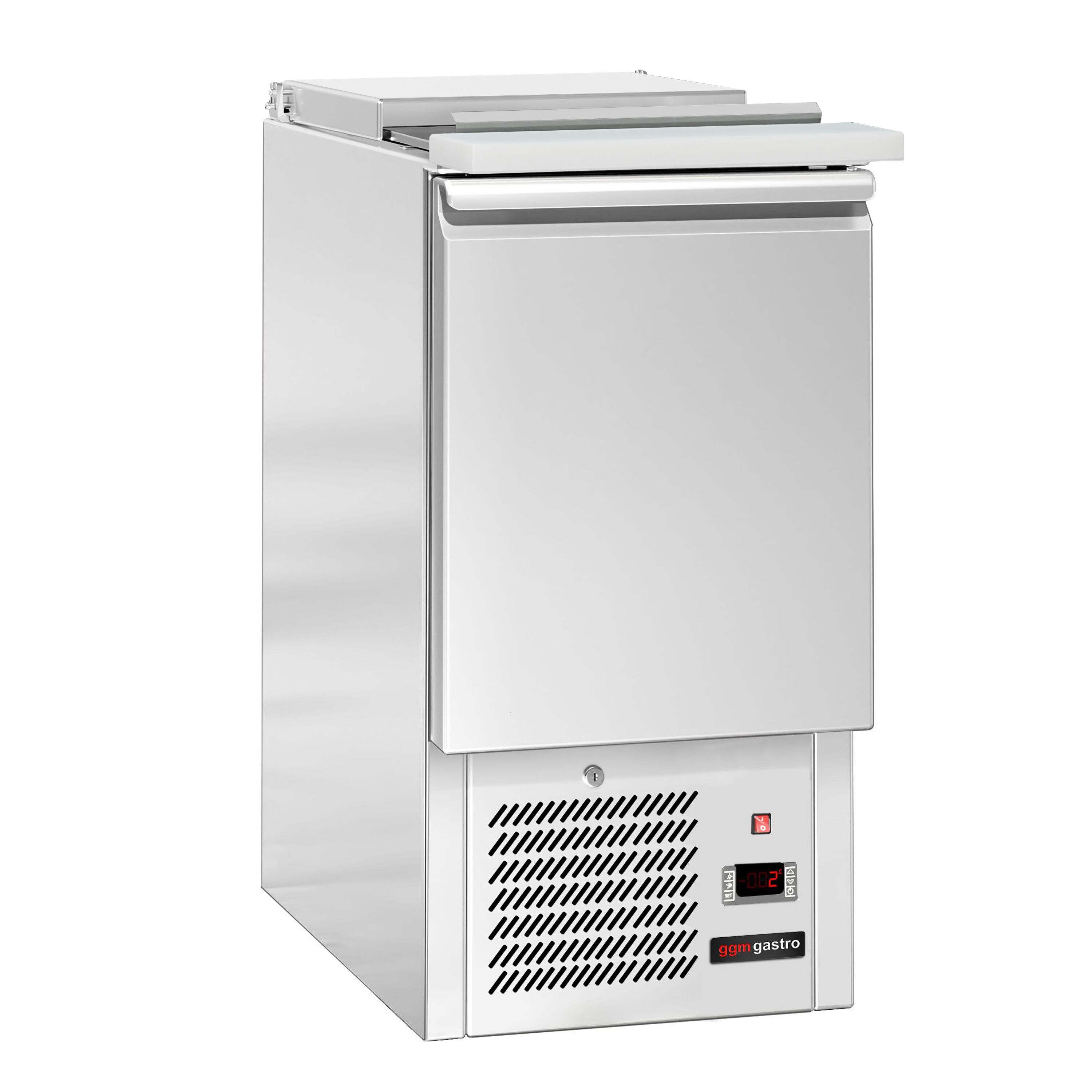 Saladette réfrigérée ECO - 450mm - 102L - 1 porte - avec découpe pour 1x GN 1/1 & Couvercle inox