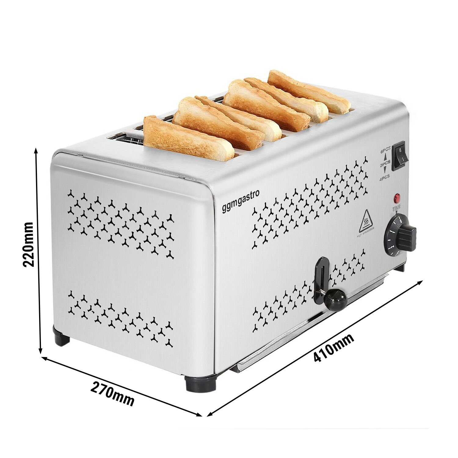 Grille-pain professionnel - Mécanique - 1,8kW - 6 fentes