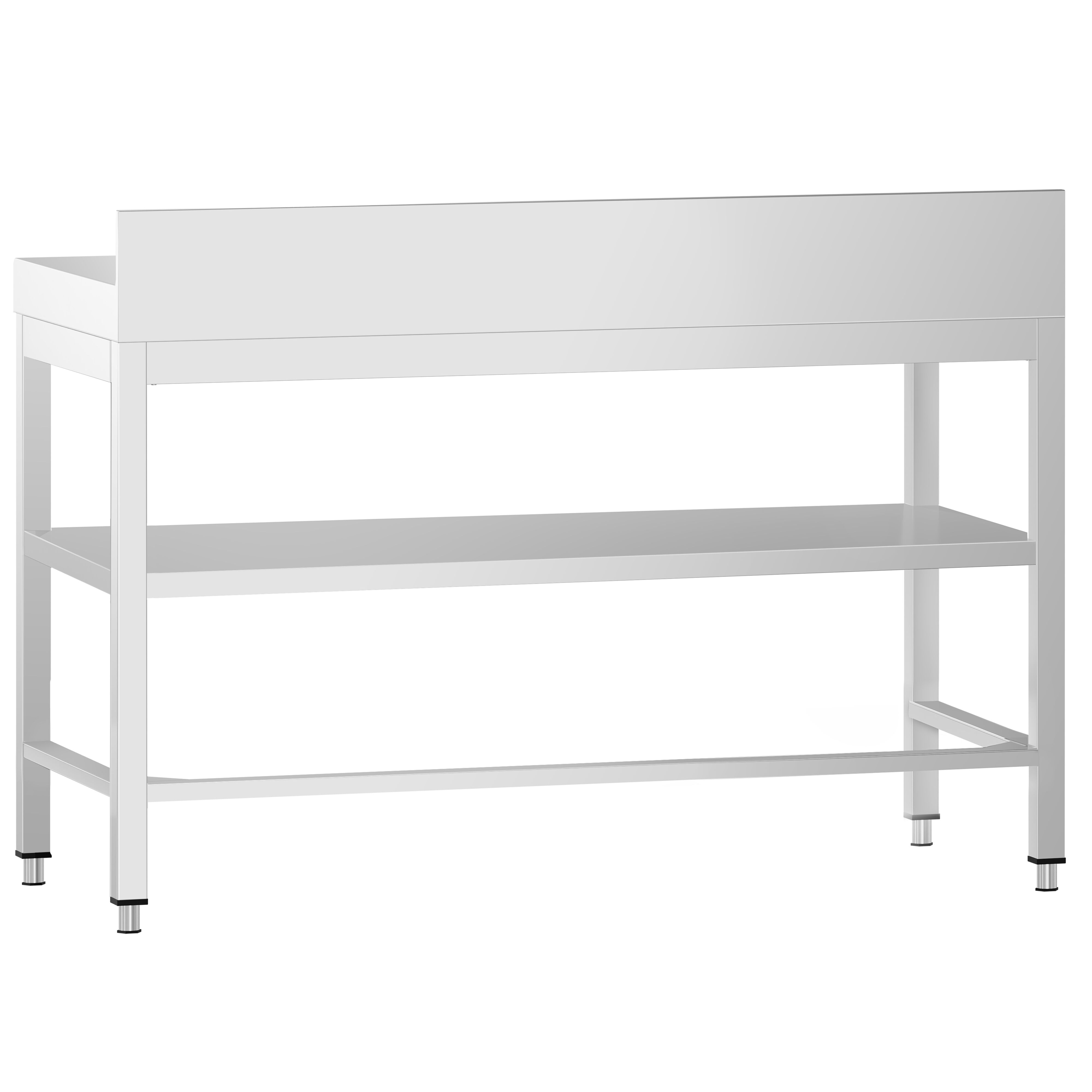 Table de travail inox PREMIUM - 1200 x 600 mm - avec tablette inférieure, Dosseret & Renforts