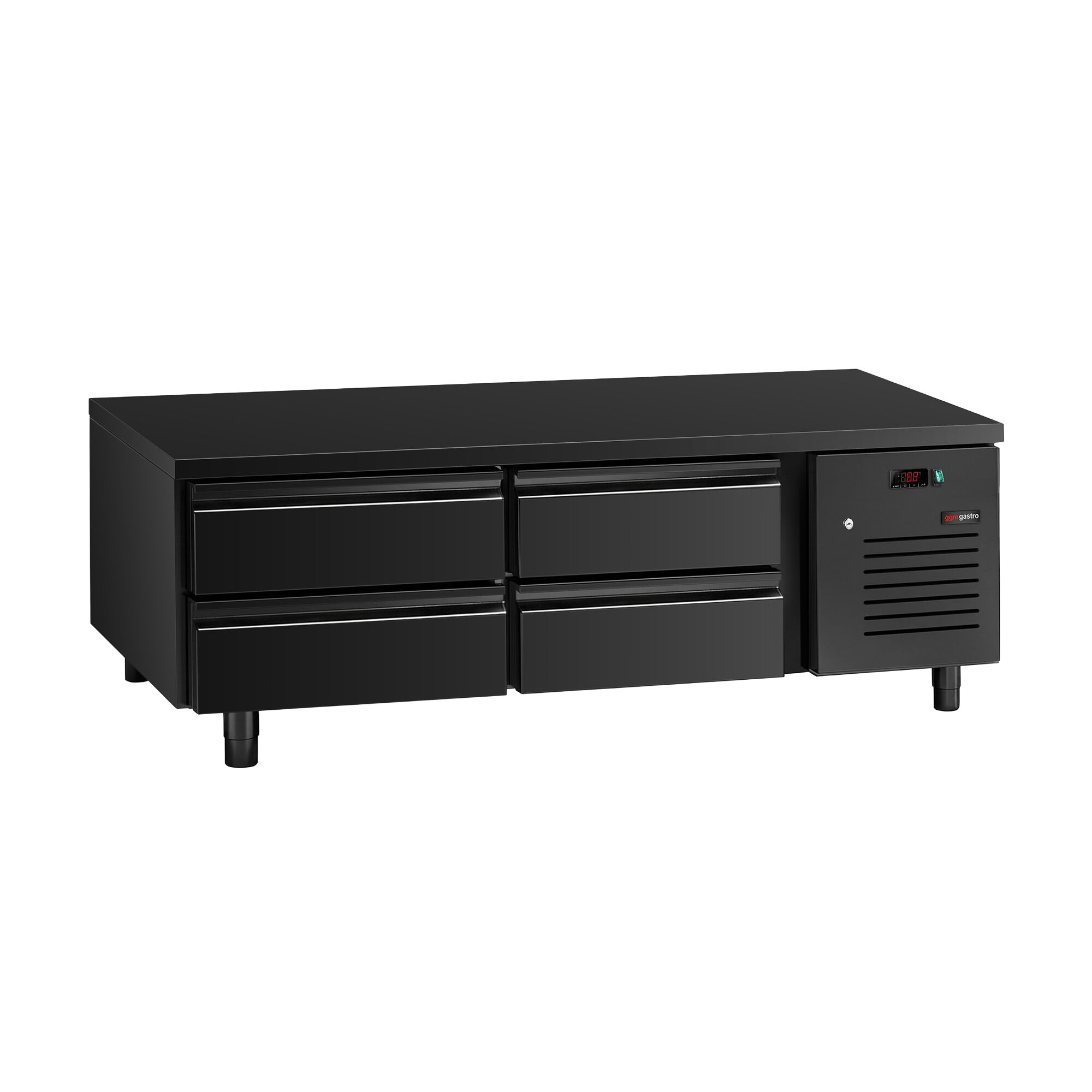 Meuble bas réfrigéré - 1600mm - 191 litres - 4x GN 1/1 tiroirs - noir mat