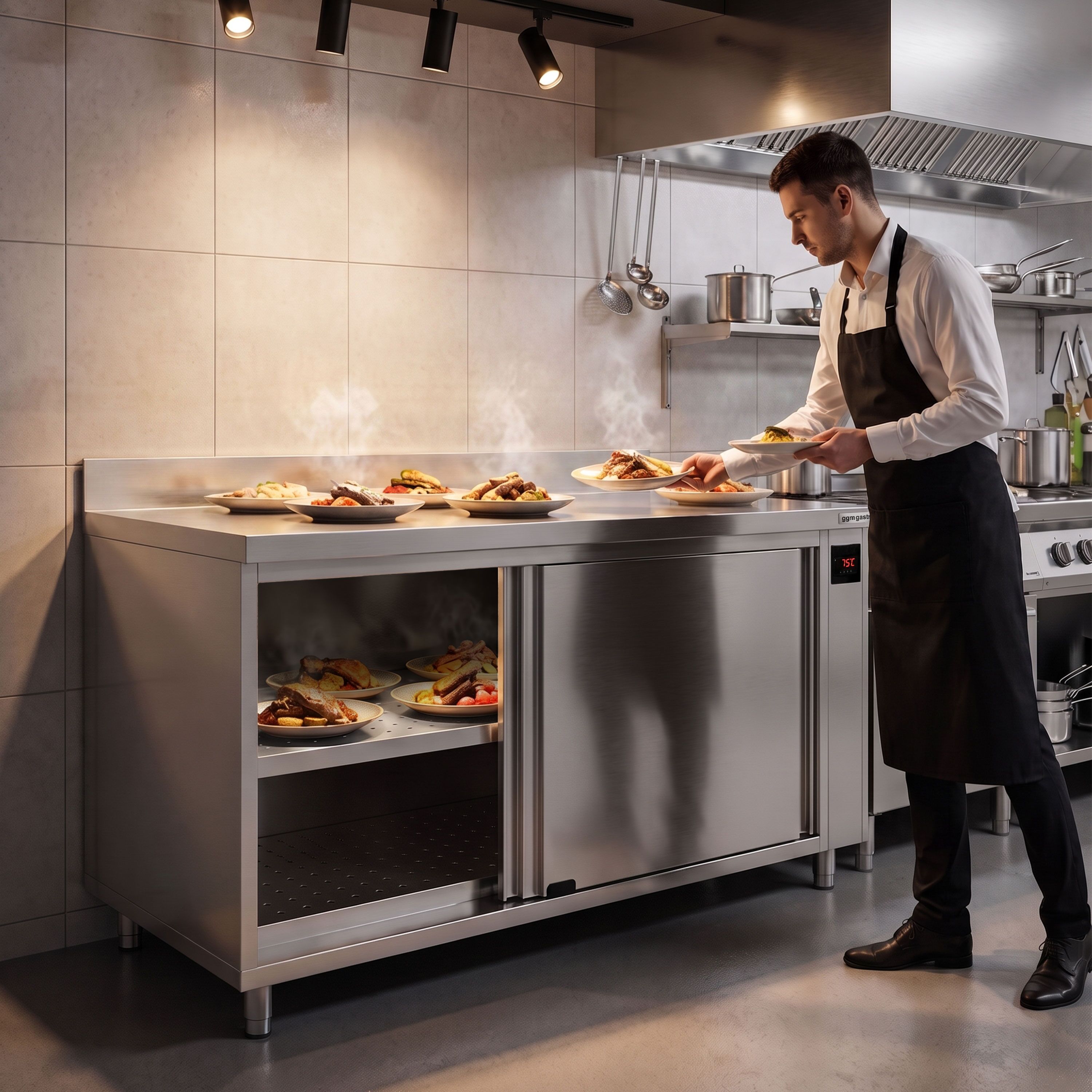 Commercial Hot Cupboard PREMIUM – 1000 × 600 mm – with Upstand & Sliding Doors – Digital