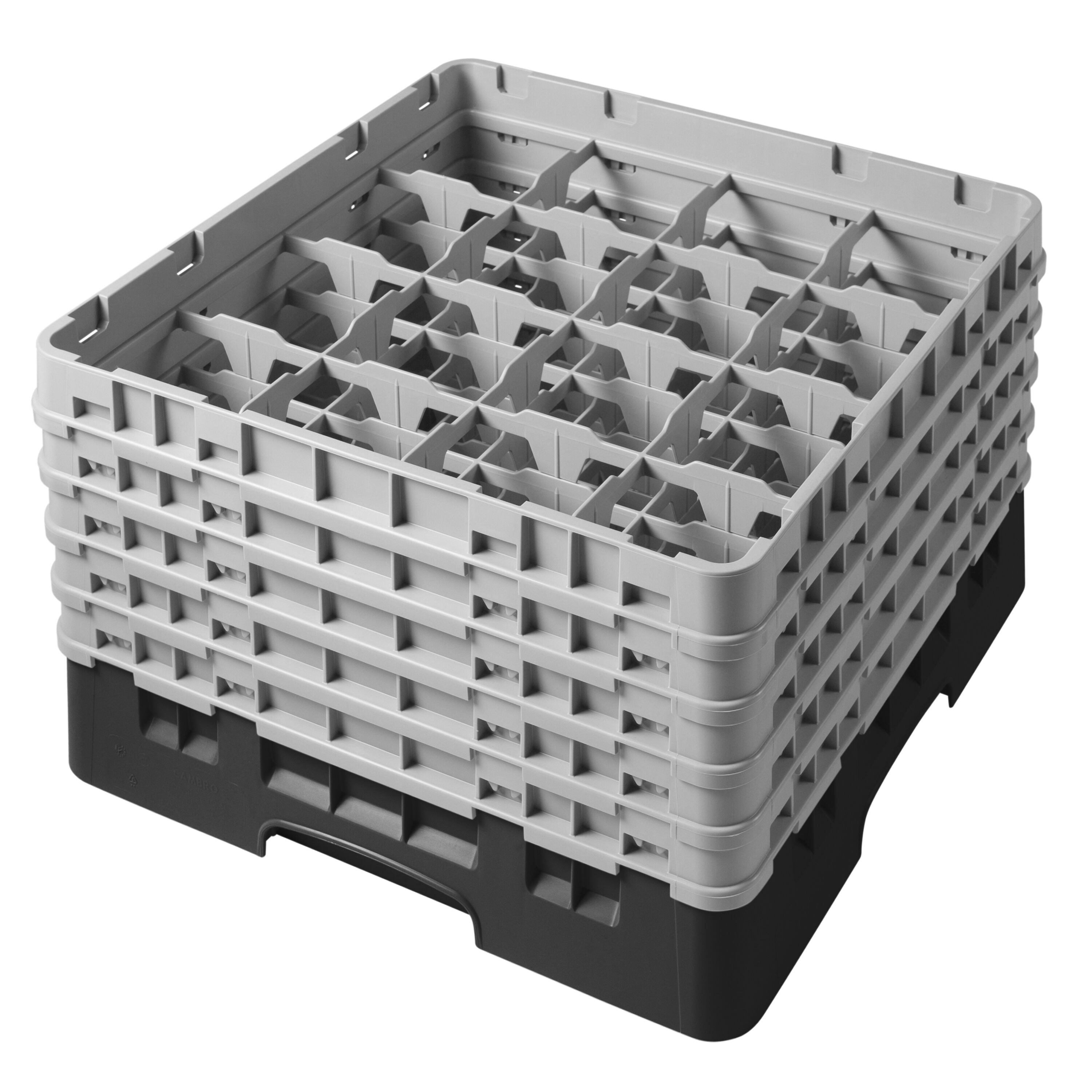 CAMBRO | CAMRACK® Glass Rack – 16 Compartments – 500×500 mm – 308 mm H – Black
