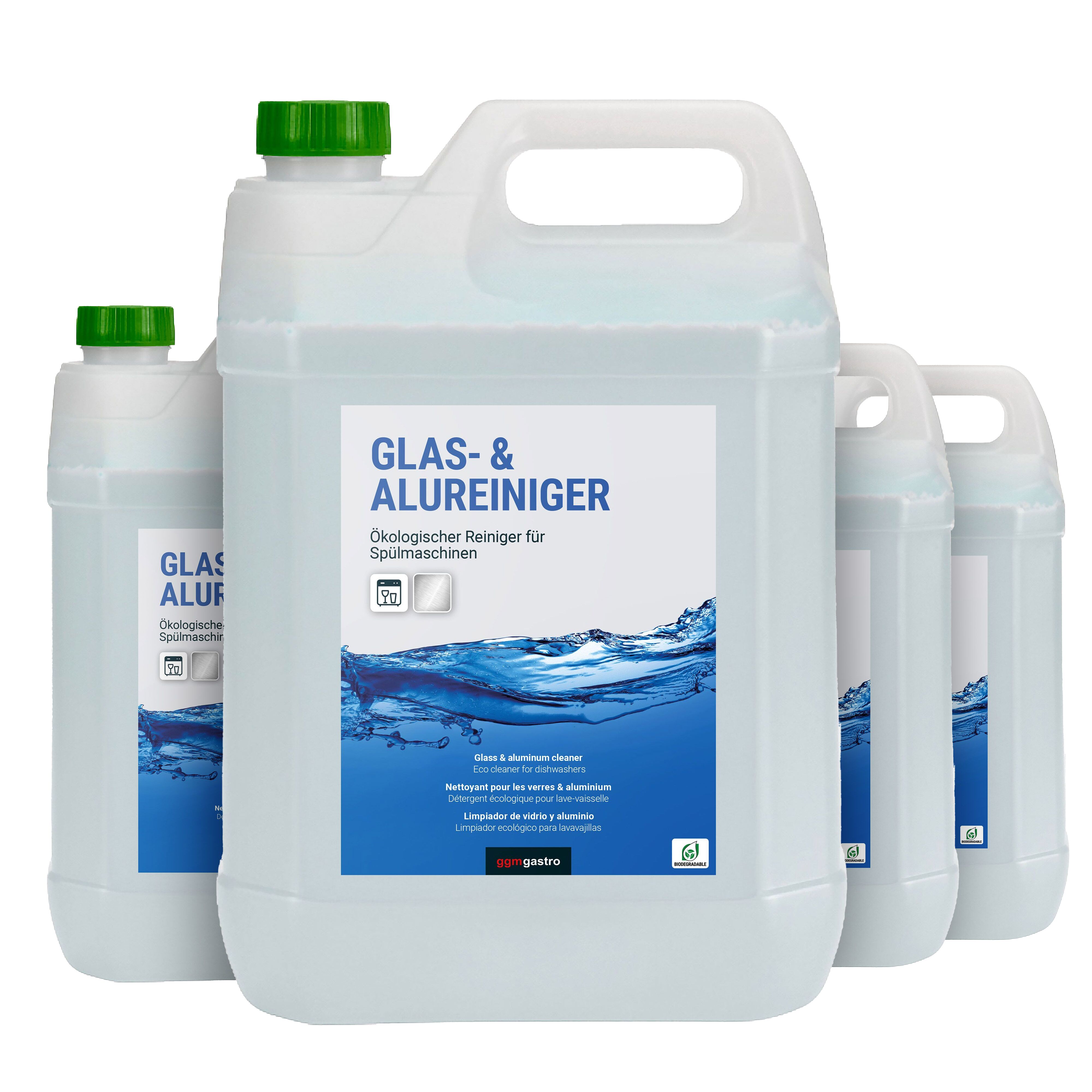 (4 pcs) Nettoyant Verre & aluminium pour lave-vaisselle - 5L - Écologique & sans phosphates & neutre pH7 & hautement concentré