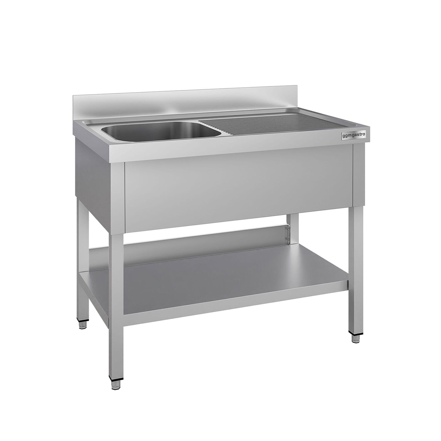Plonge en inox ECO - 1200x700mm - avec étagère basse - 1 bac à gauche