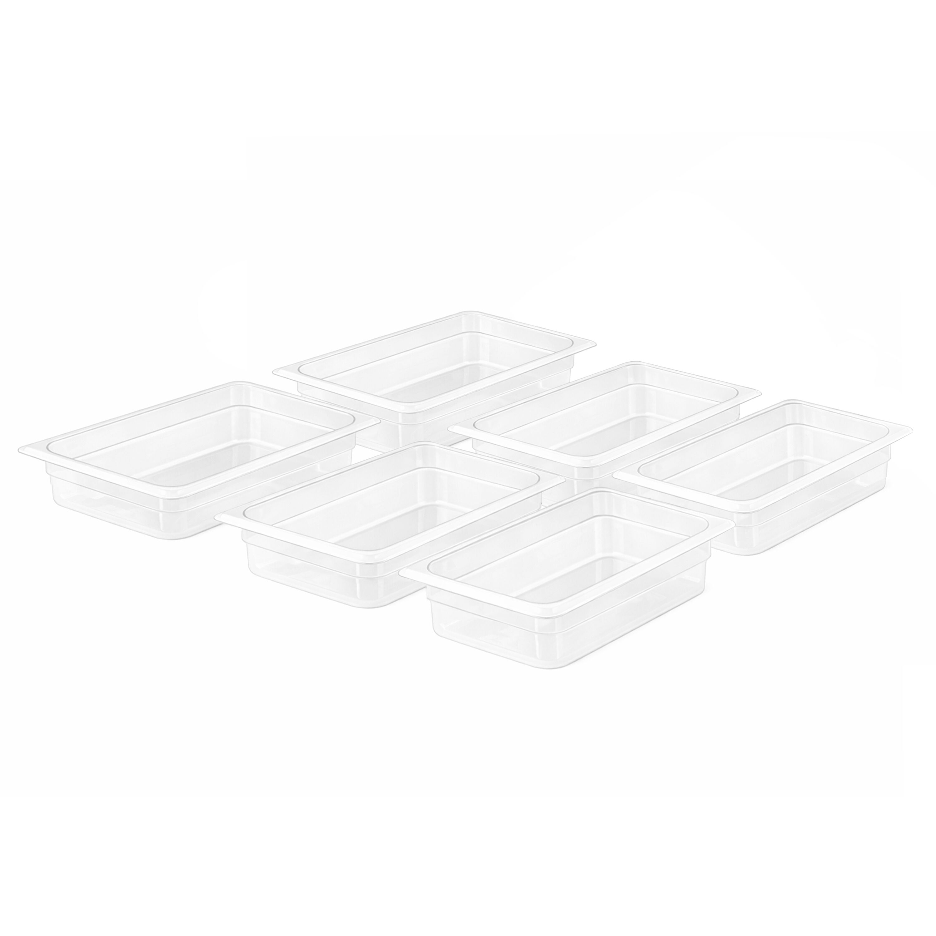 (6 pièces) Bac en Polypropylène - GN 1/2 - Translucide - 3,9 L - Hauteur : 65 mm