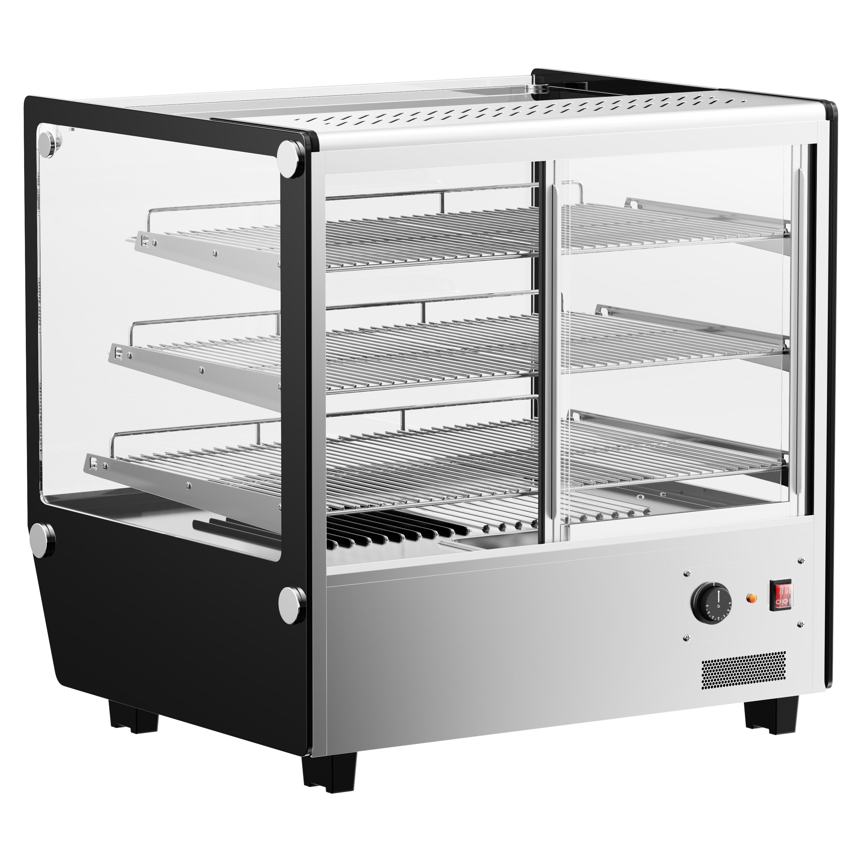 Vitrine chaude - 702mm - 1,10kW - avec 3 étagères - à poser