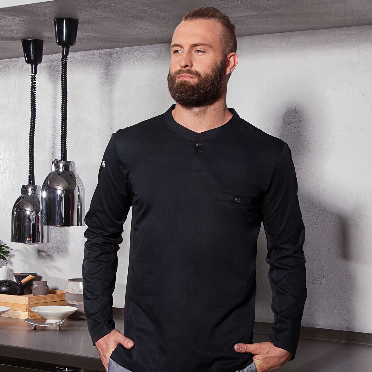 (6 pièces) KARLOWSKY | Chemise de travail manches longues homme Performance - Noir - Taille : XS