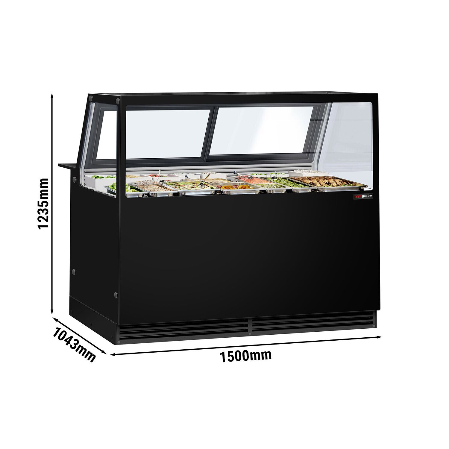 Comptoir vitrine réfrigérée - 1500x1048mm - +2/+8°C - Double vitrage - Éclairage LED - Façade noire