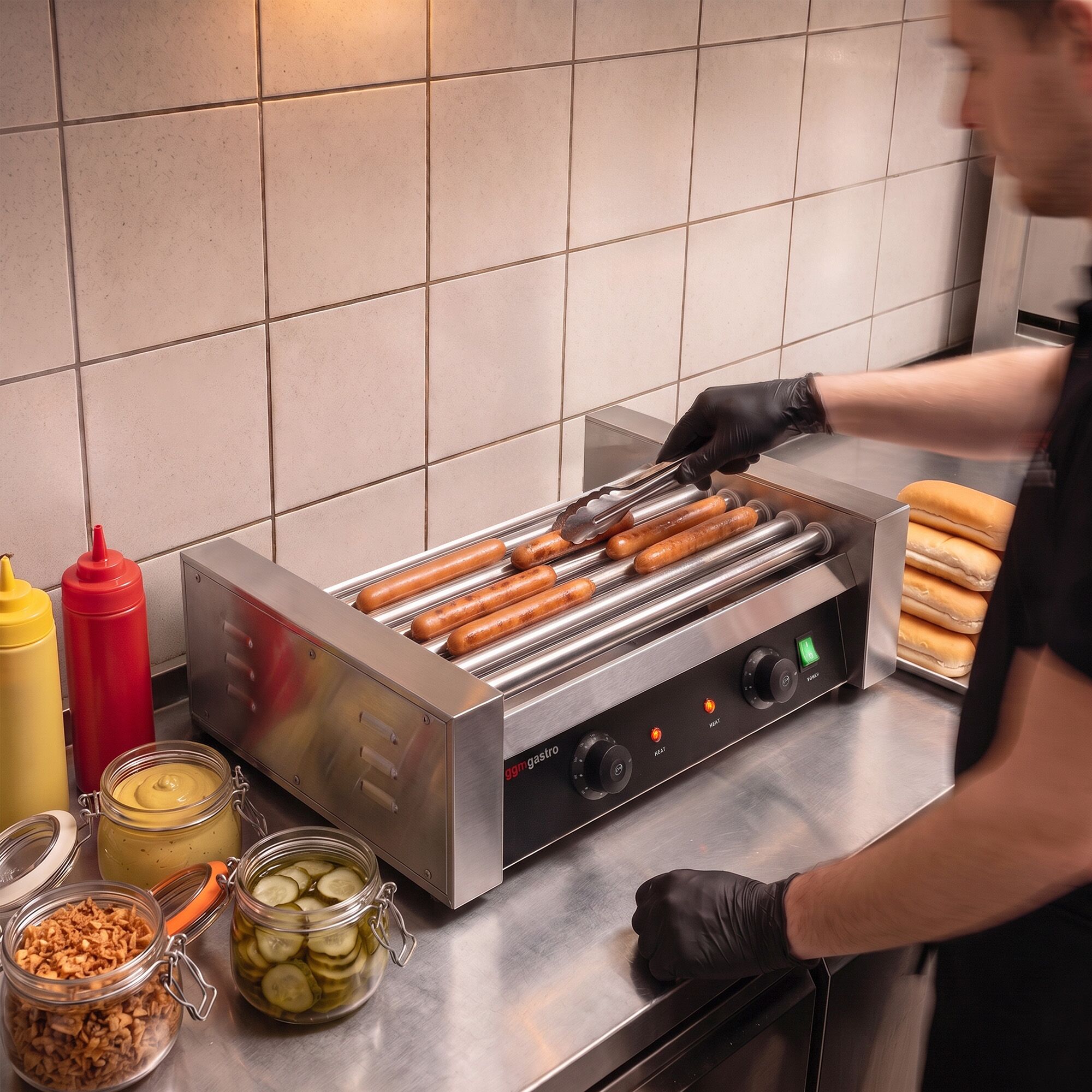 Commercial Hot Dog Roller Grill - 7 Rollers