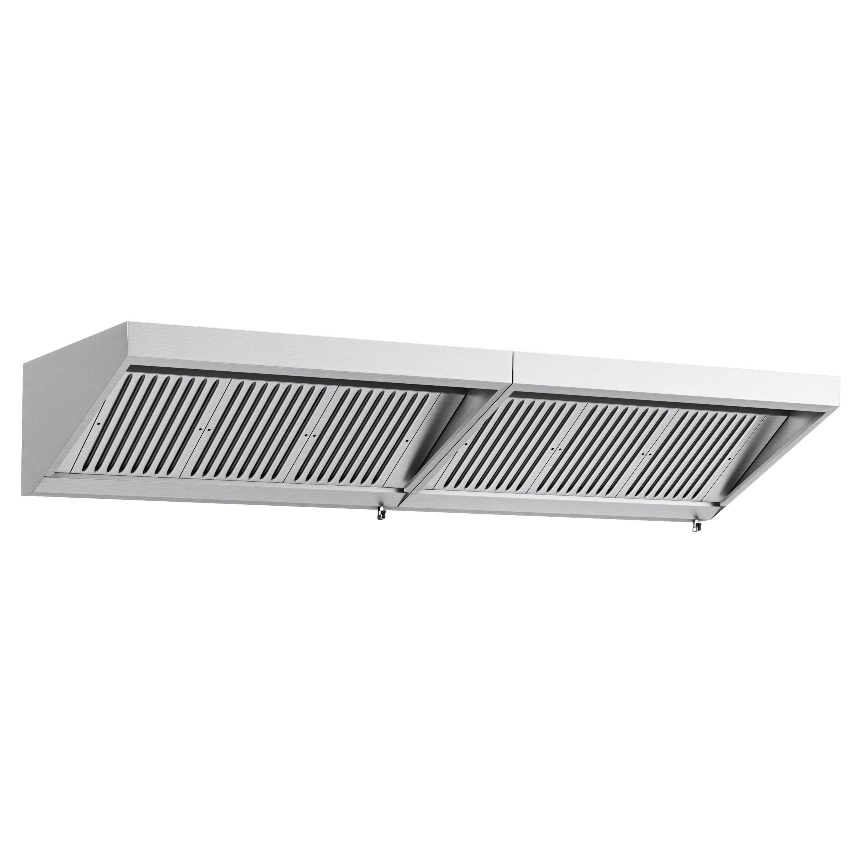 Commercial Wall-Mounted Extraction Canopy - 2800mm - with Baffle Filters & LED Lighting