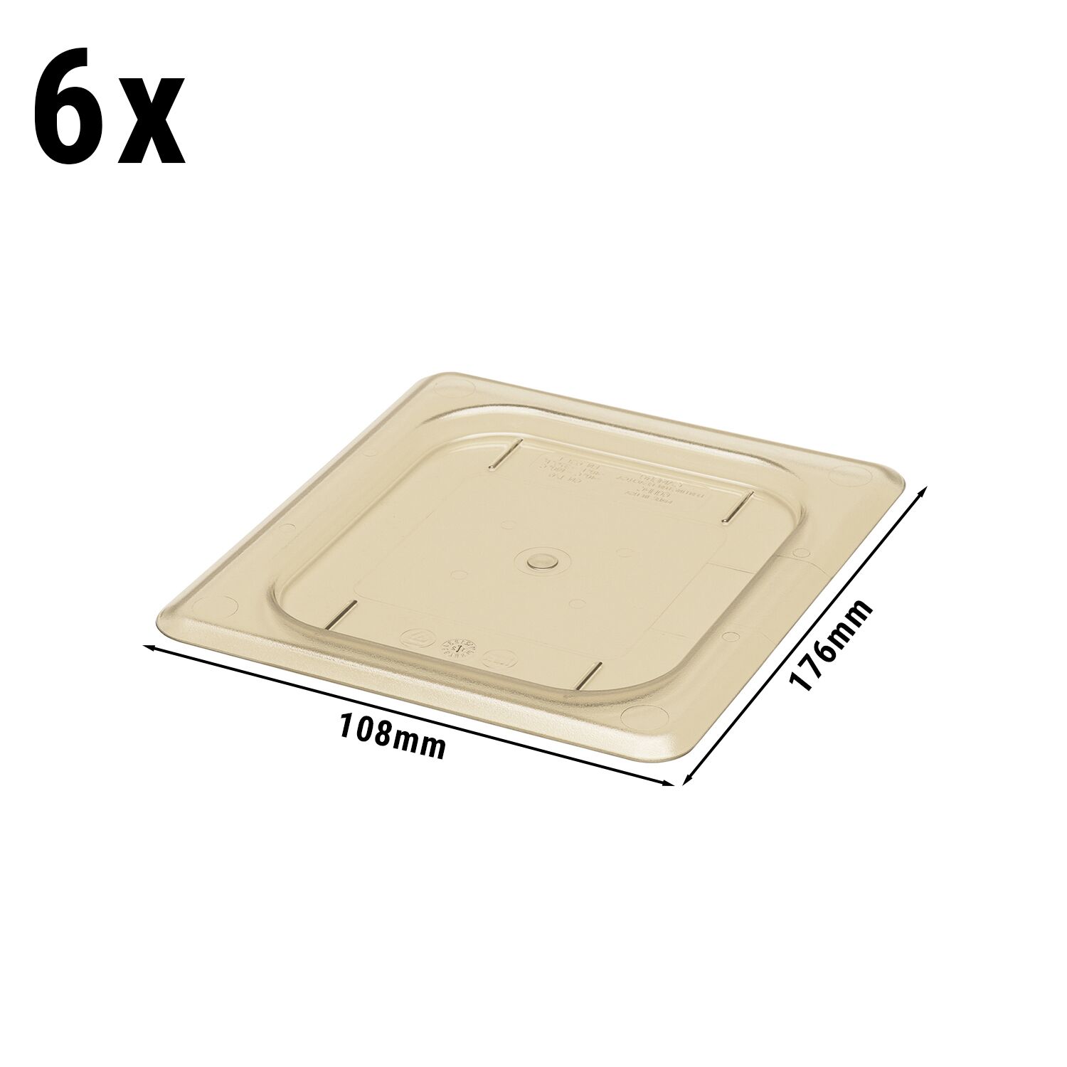 6 pièces CAMBRO | H-PAN™ - Couvercle plat GN résistant à la chaleur 1/6 - Ambre