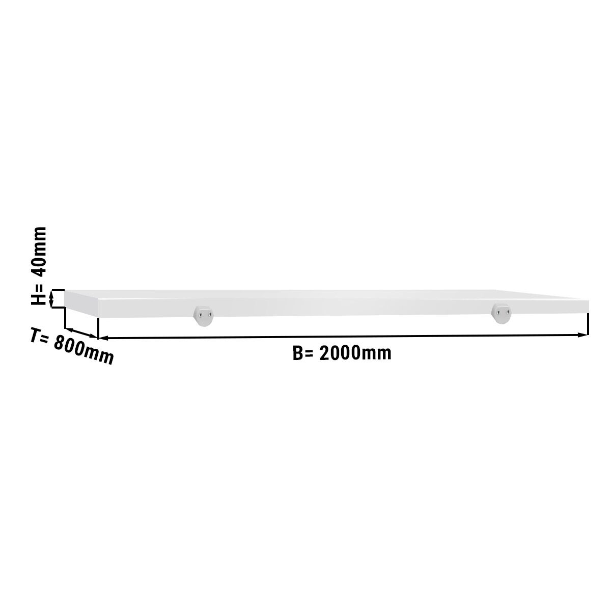 Planche à découper pour table de travail - 2000x800 mm - Conforme HACCP - Blanc