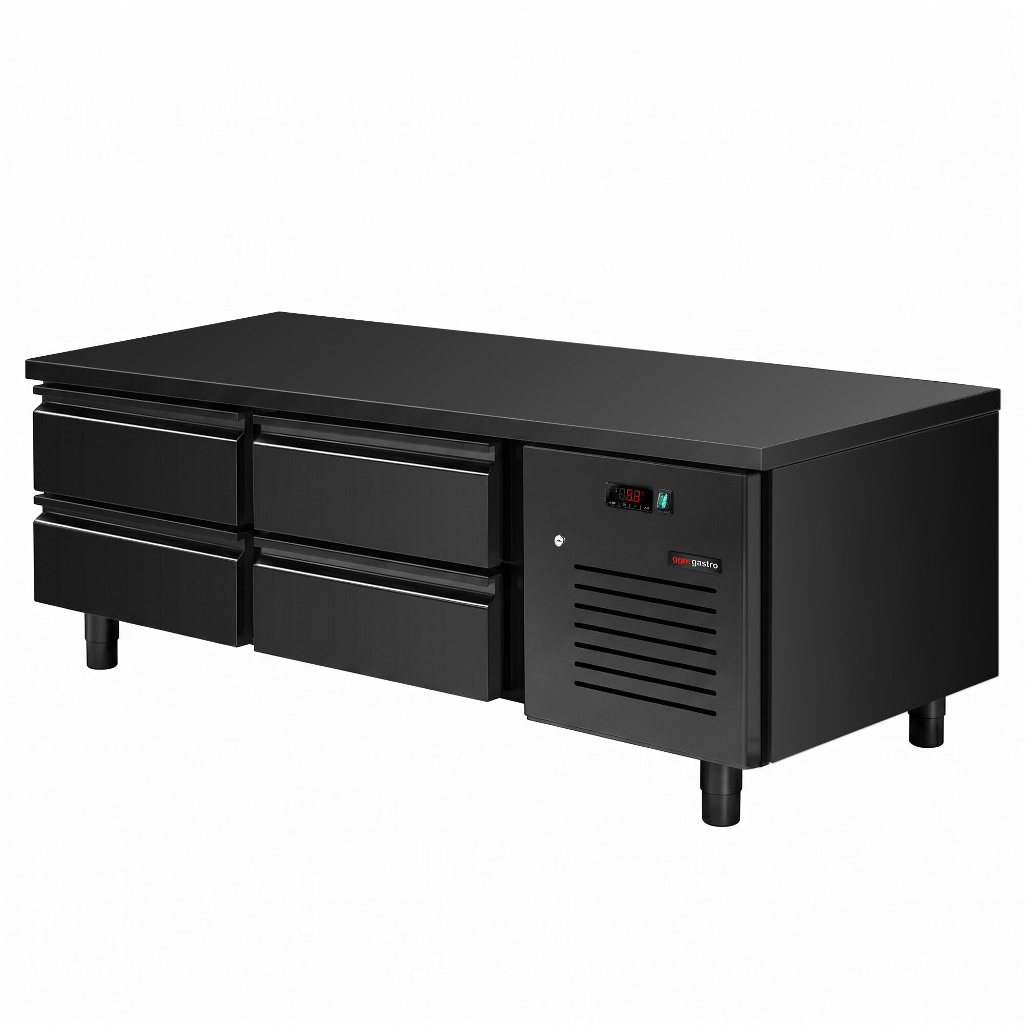 Meuble bas réfrigéré - 1600mm - 191 litres - 4x GN 1/1 tiroirs - noir mat
